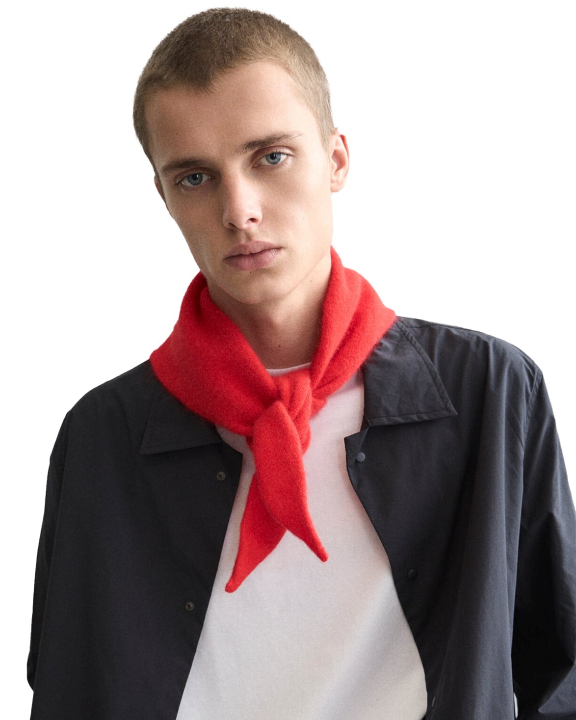 Lambswool/Caregora Bandana Scarf Crimson
