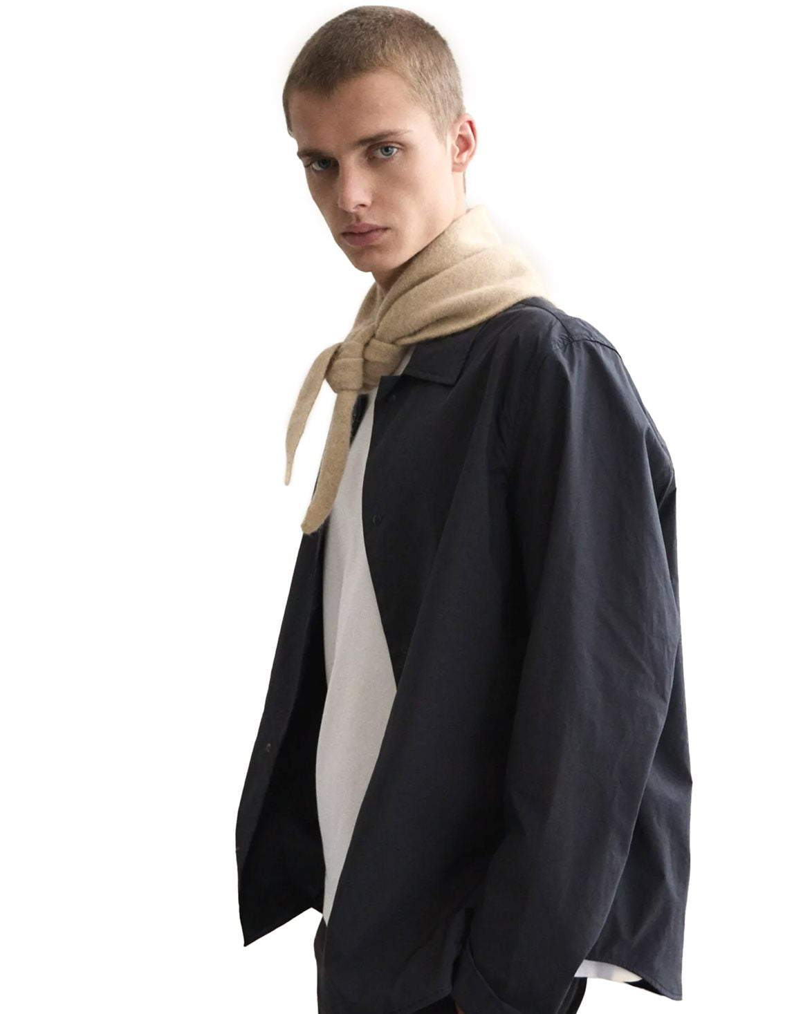 Lambswool/Caregora Bandana Scarf Sand