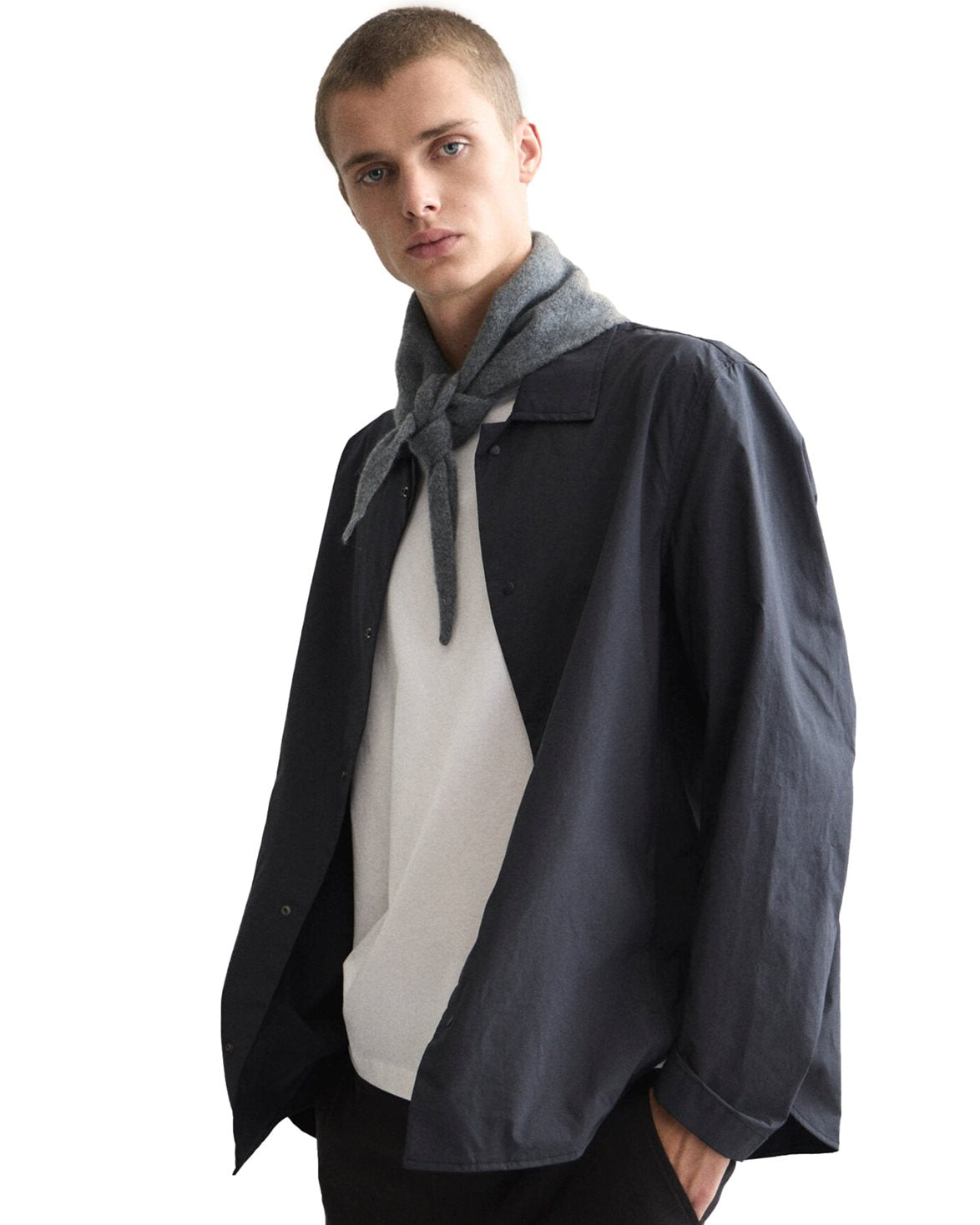 Lambswool/Caregora Bandana Scarf Slate Grey
