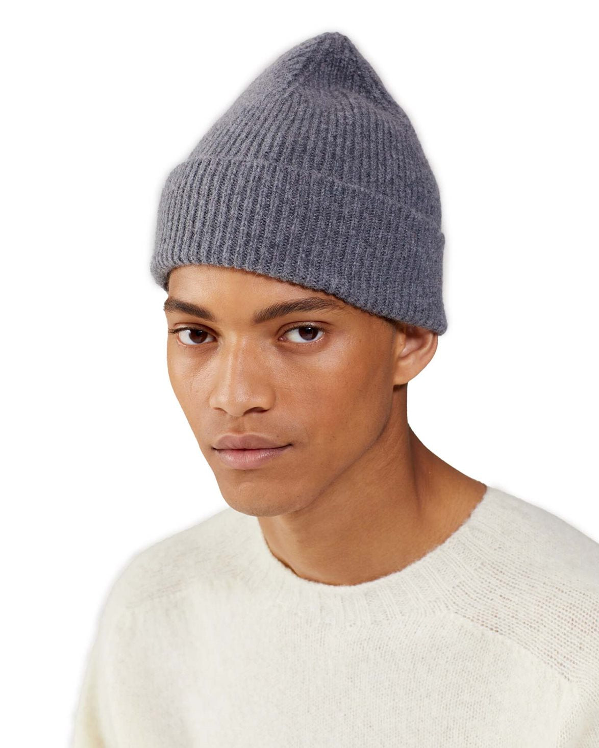 Lambswool/Caregora Beanie Slate Grey