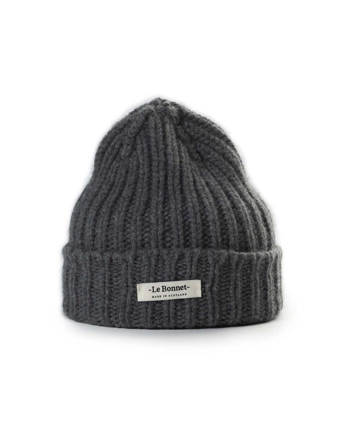 Lambswool/Caregora Logo Beanie Slate Grey
