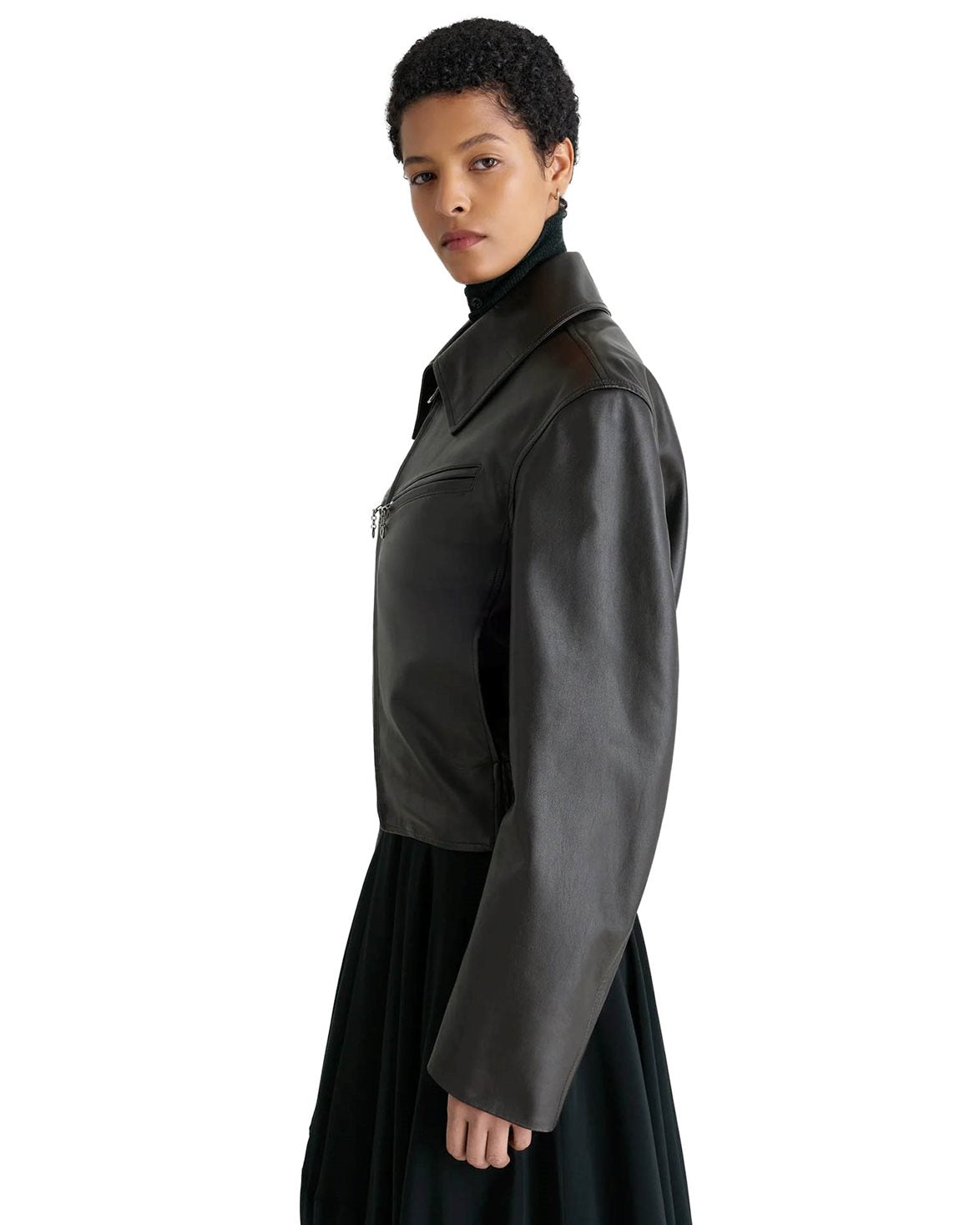 Boxy Leather Blouson Moka