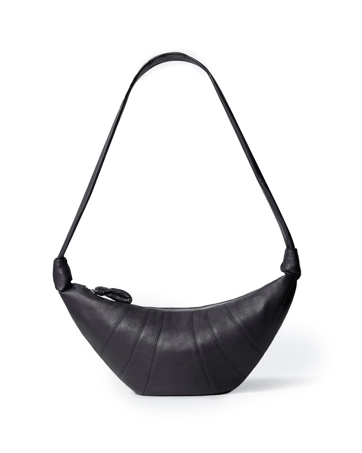 Medium Croissant Bag Grained Leather Black