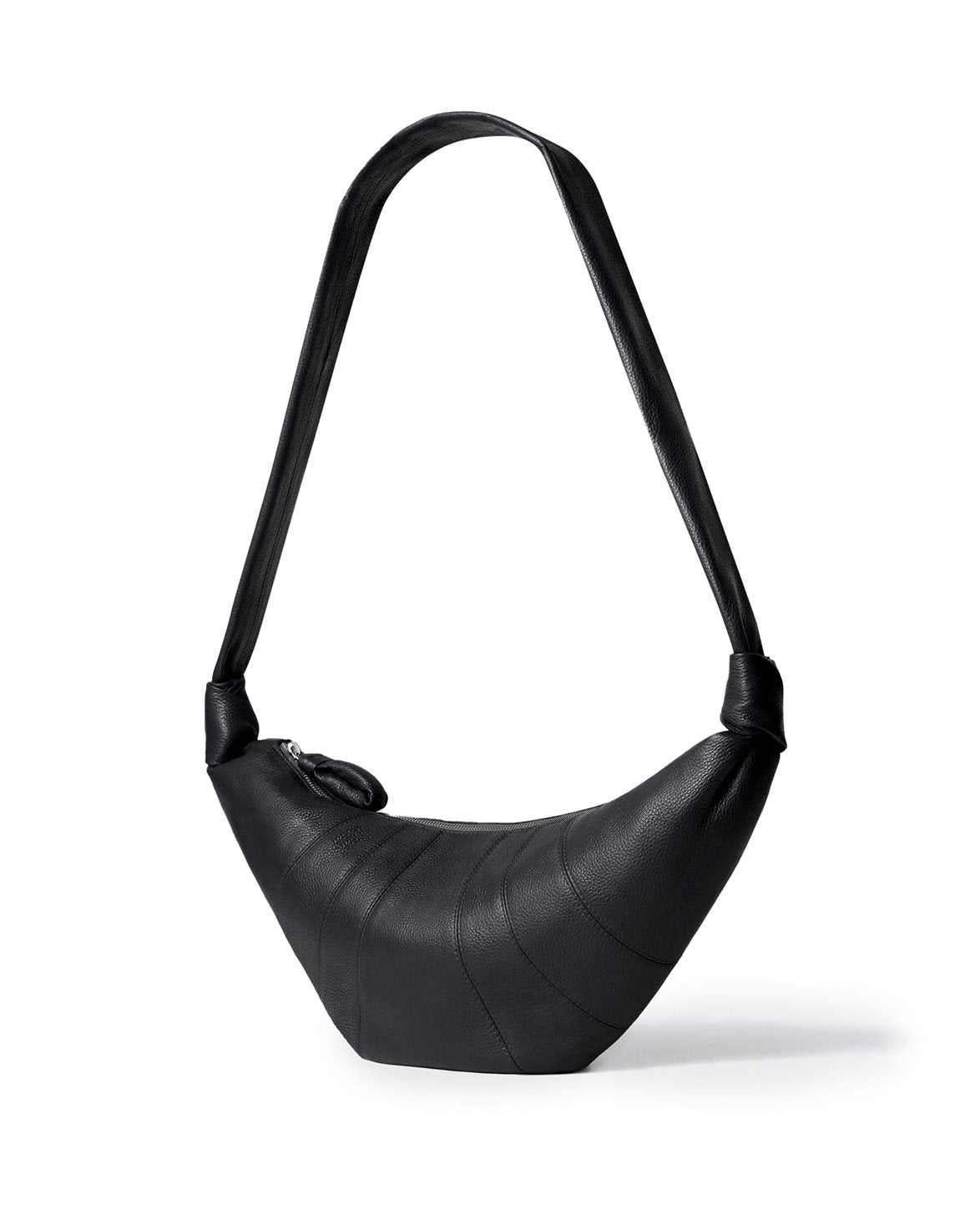 Medium Croissant Bag Grained Leather Black
