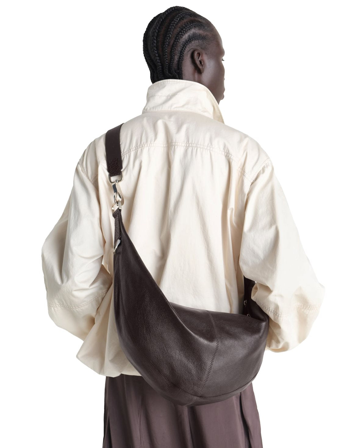 Quiver Clip Bag Grained Buffalo Leather Dark Chocolate