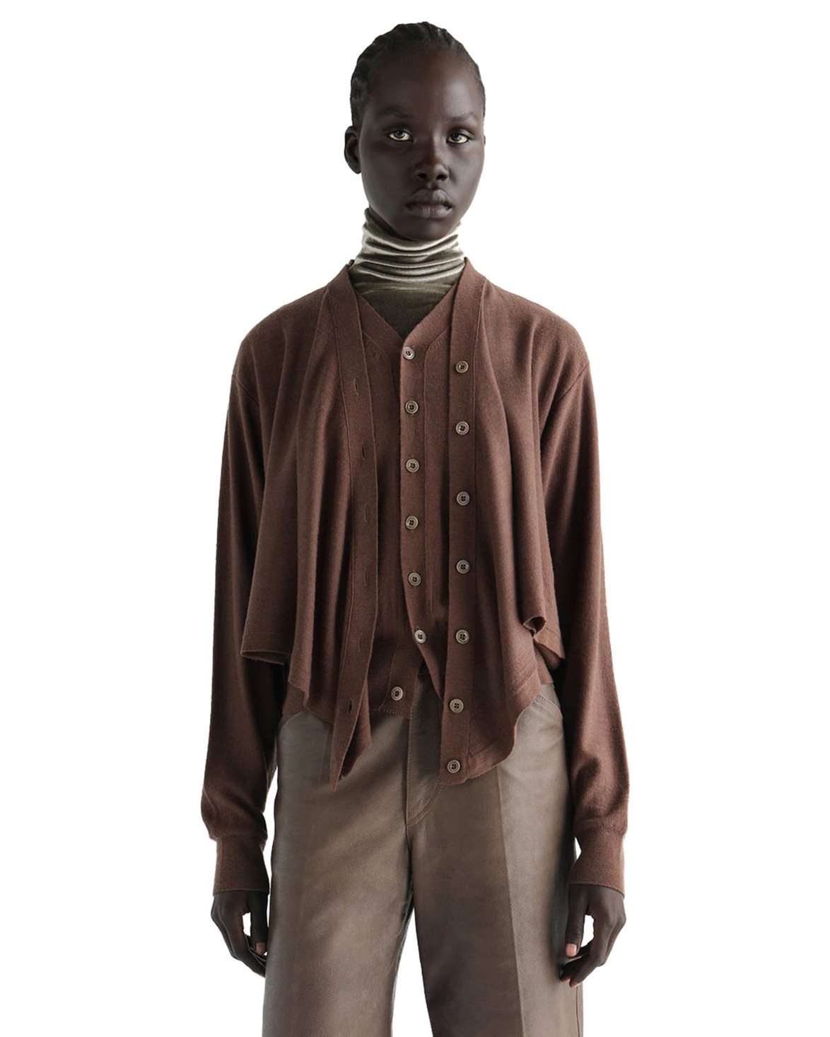 Trompe L'oeil Cardigan Shitake
