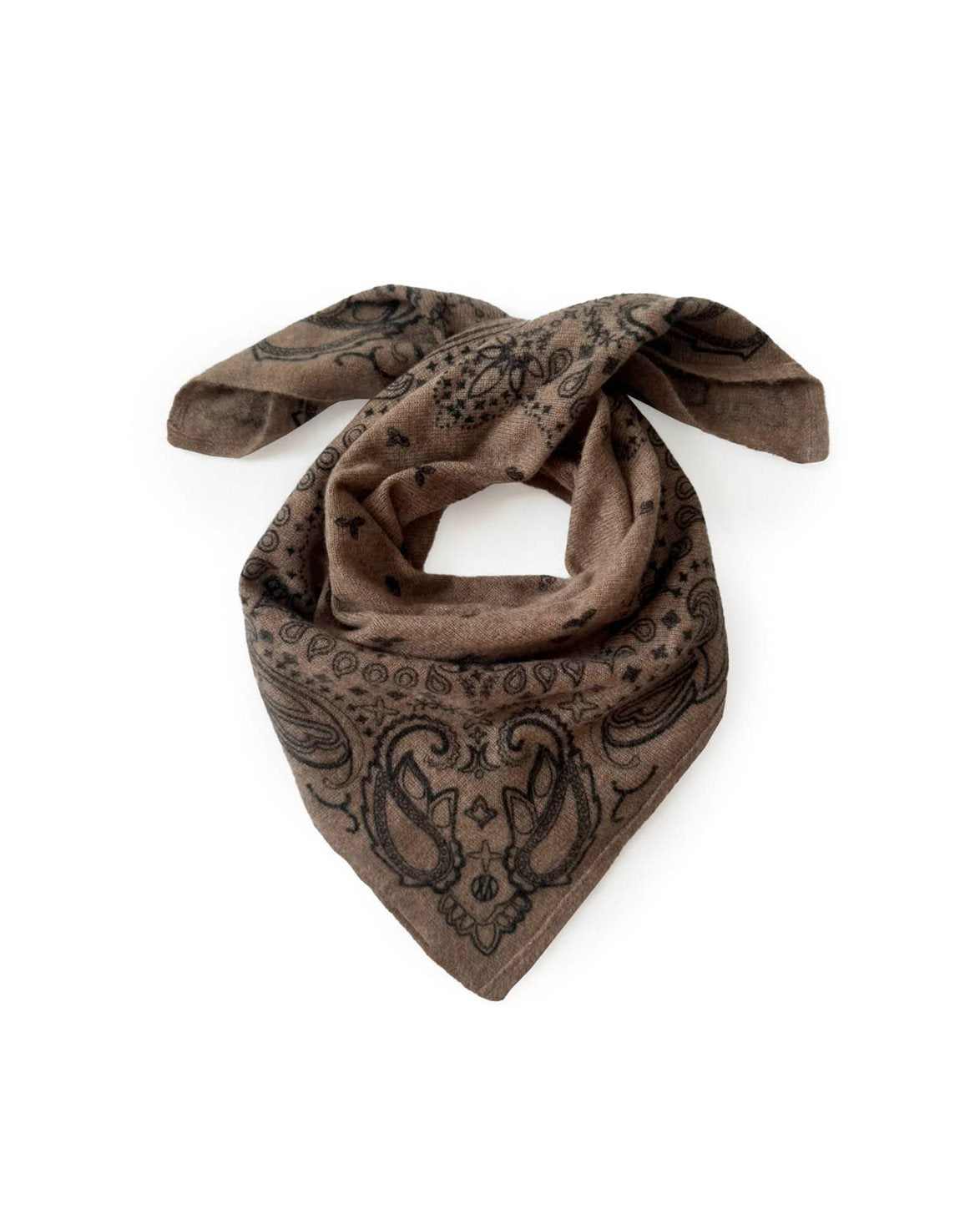 Cashmere Paisley Scarf Cappuccino/Black