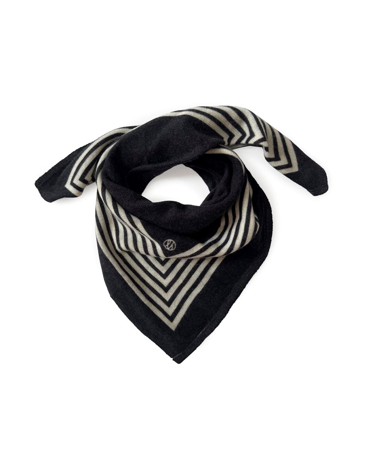 Cashmere Striped Scarf Black/White