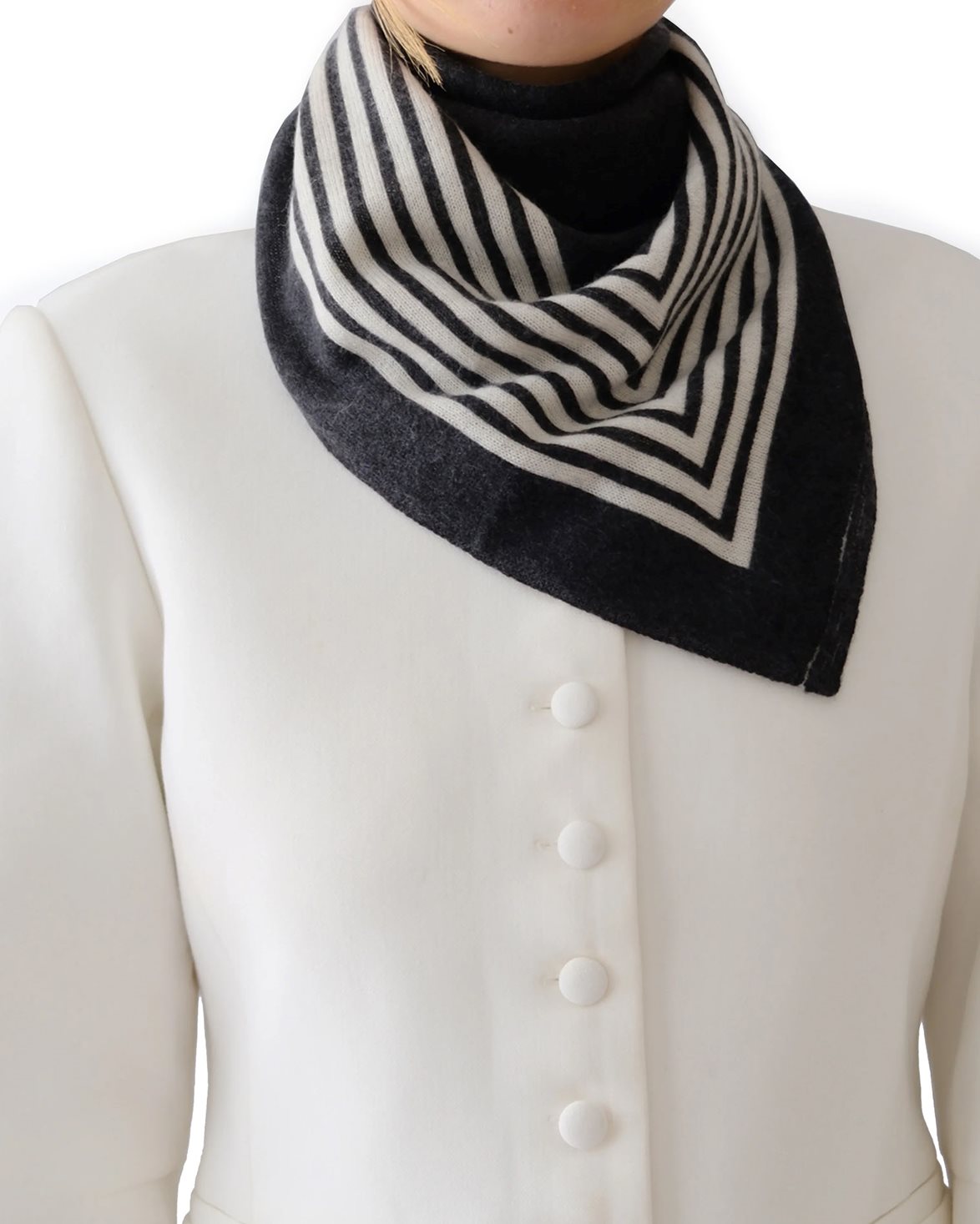 Cashmere Striped Scarf Black/White