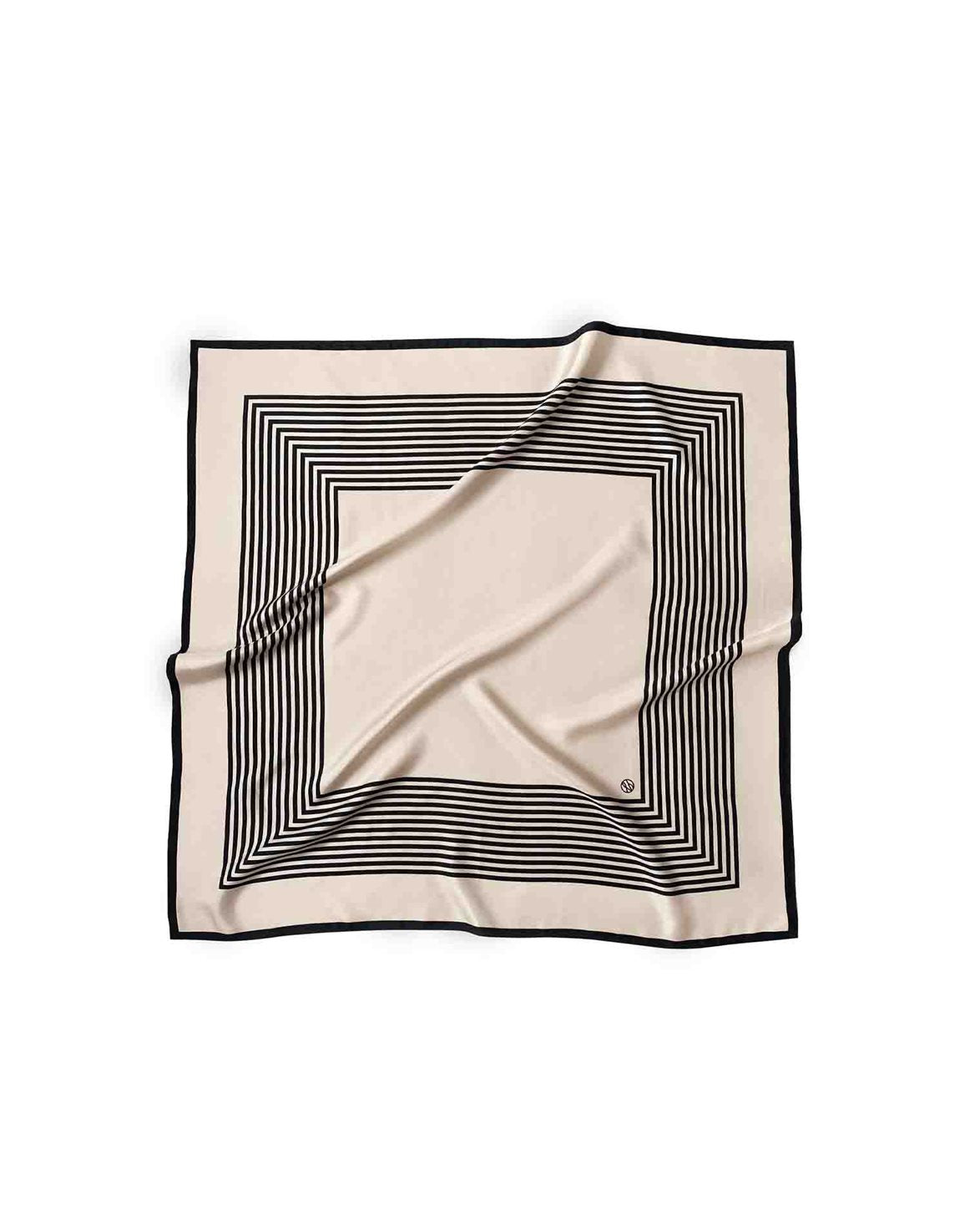 No. 1 Silk Scarf L Sand/Black