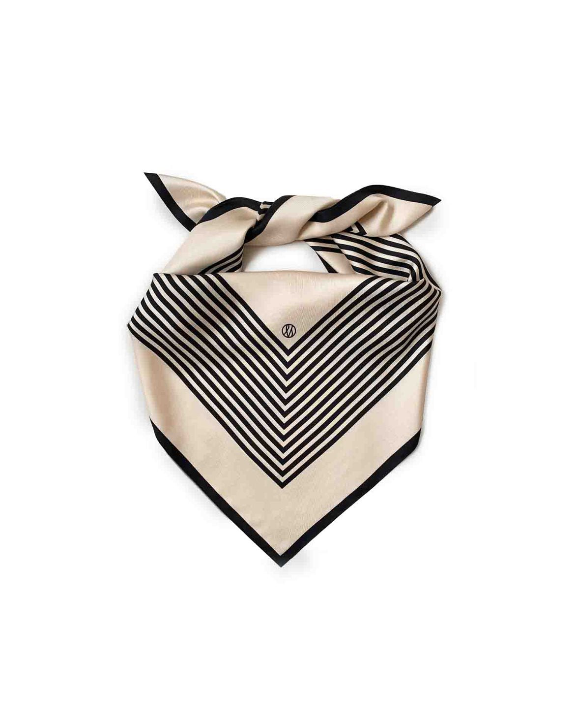 No. 1 Silk Scarf L Sand/Black