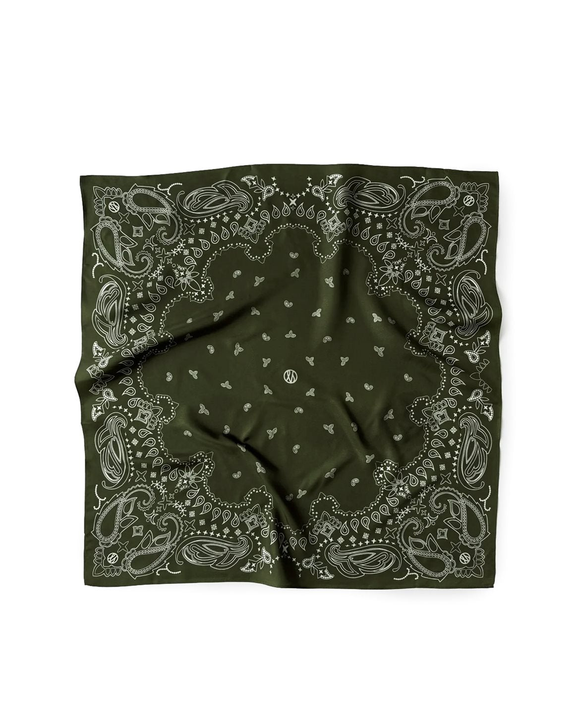 Silk Paisley Scarf Green/White