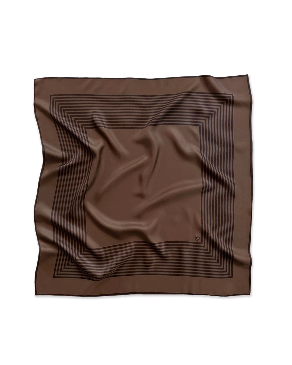 Striped Silk Scarf L Brown