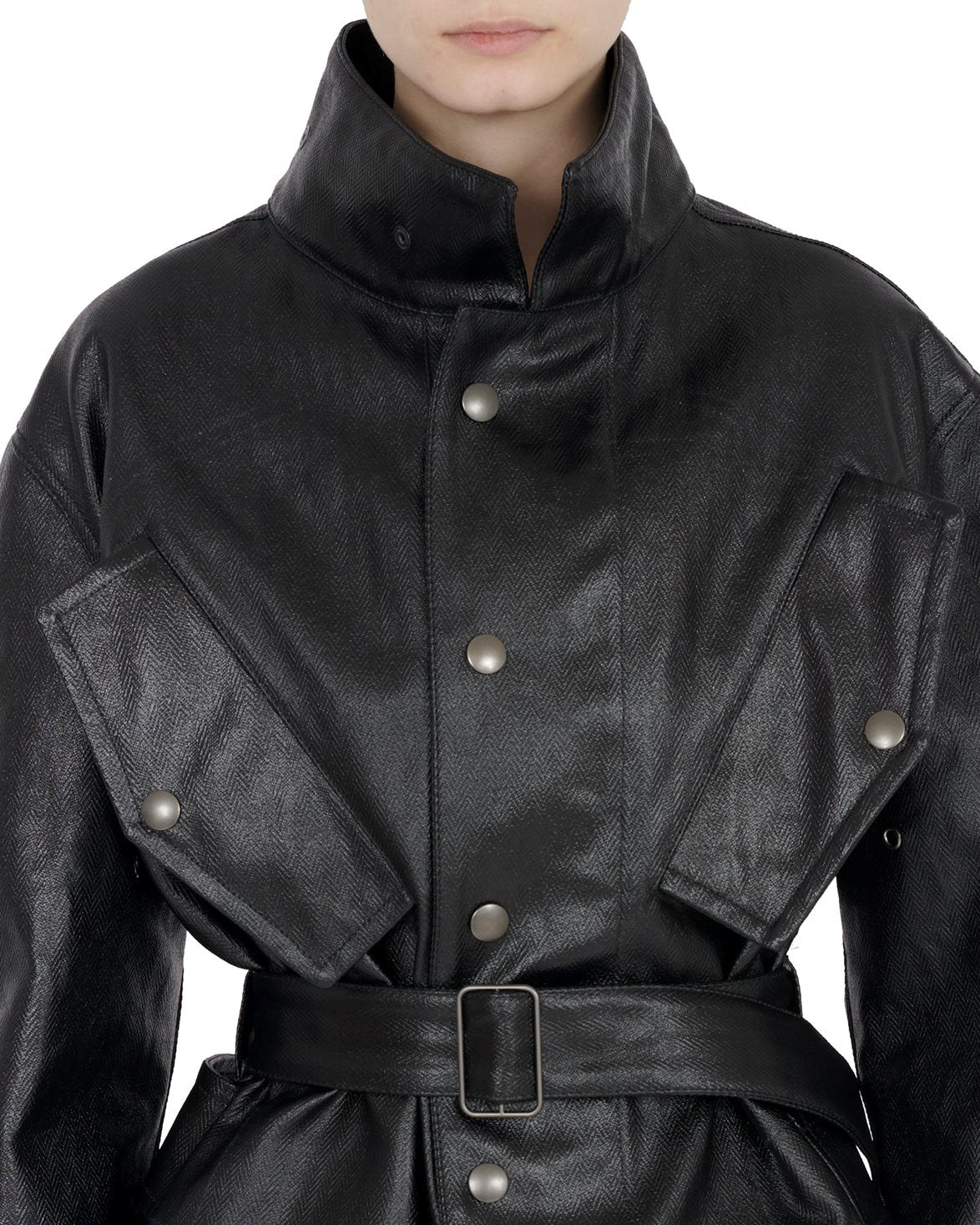 Belted Coated Jacket Black