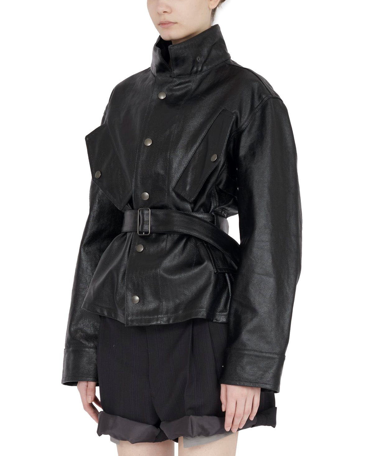 Belted Coated Jacket Black