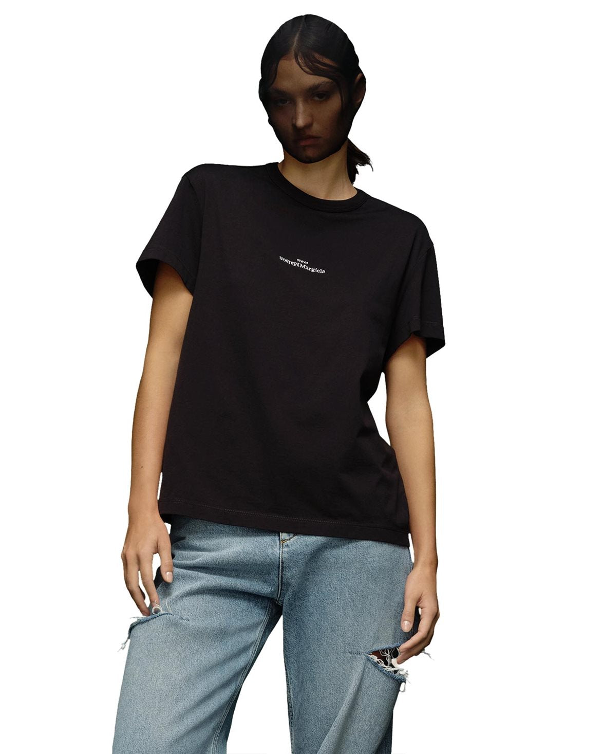 Distorted Embroidered Logo T-Shirt Black
