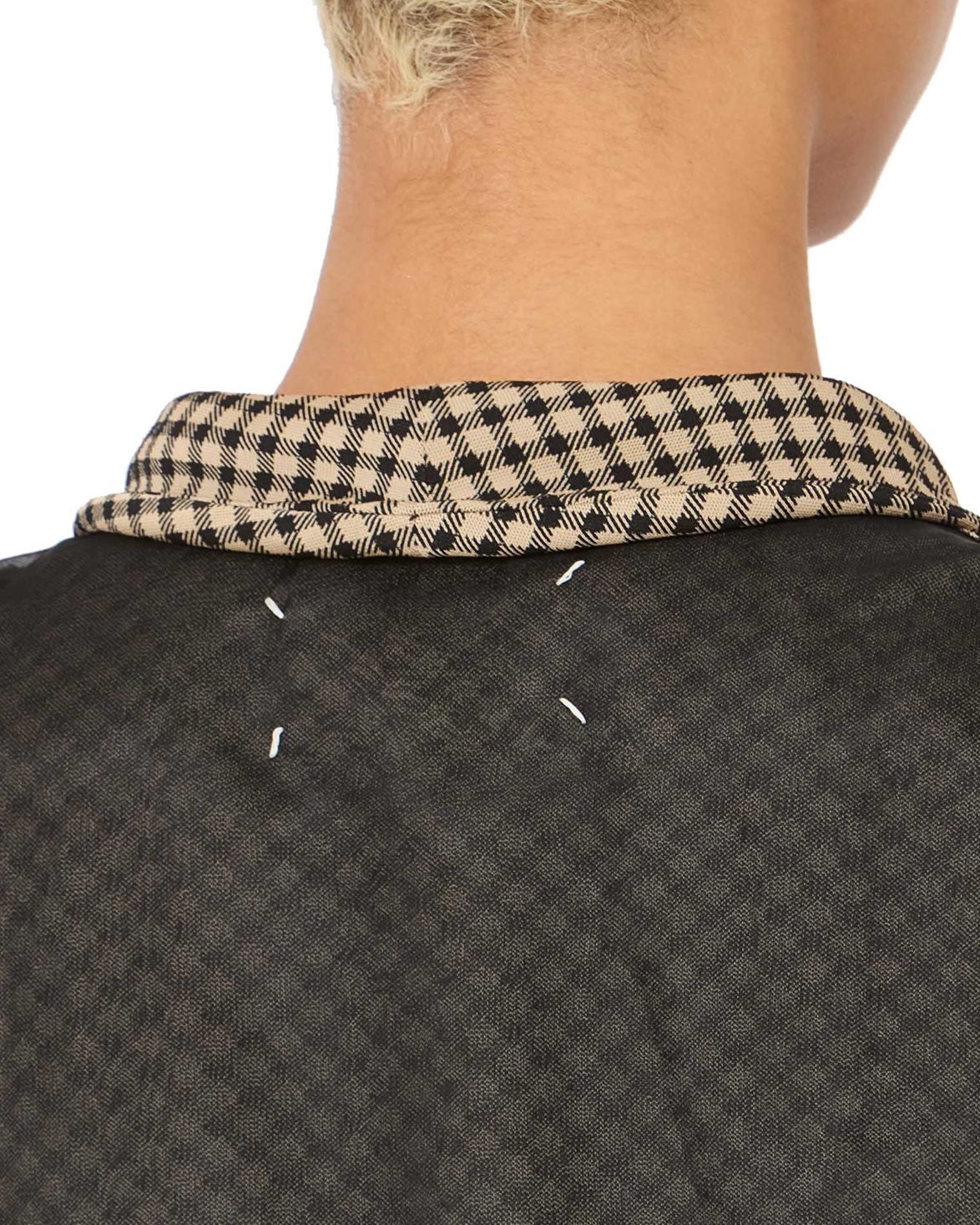 Jacquard Silk Organza Shirt Beige/Black