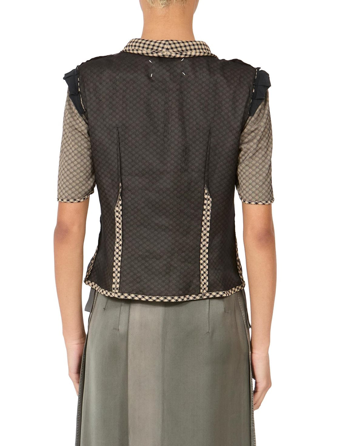 Jacquard Silk Organza Shirt Beige/Black