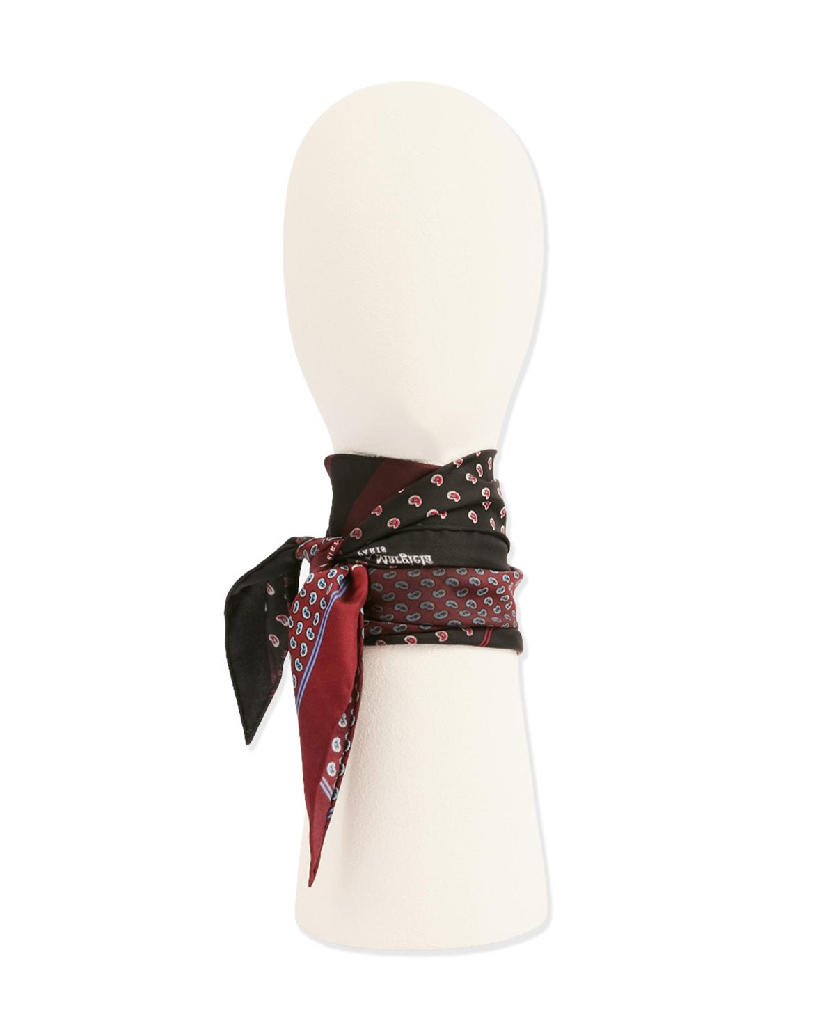 Paisley Silk Scarf Black/Burgundy