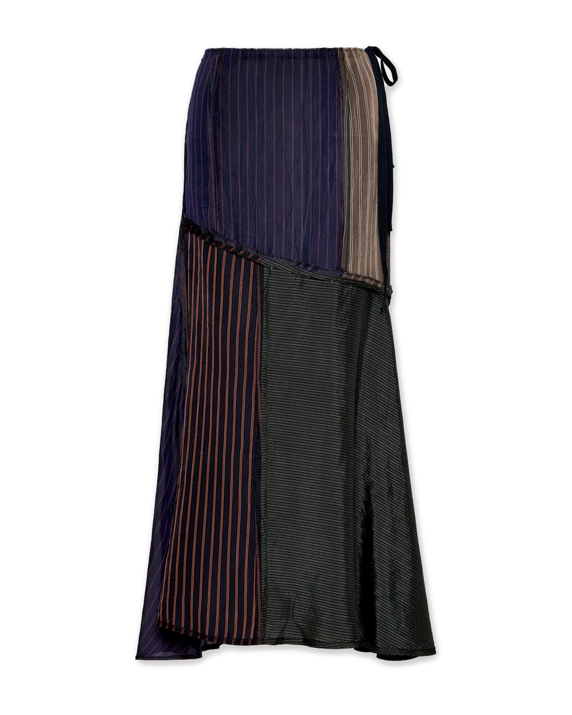 Patchwork Long Skirt Blue/Brown/Grey