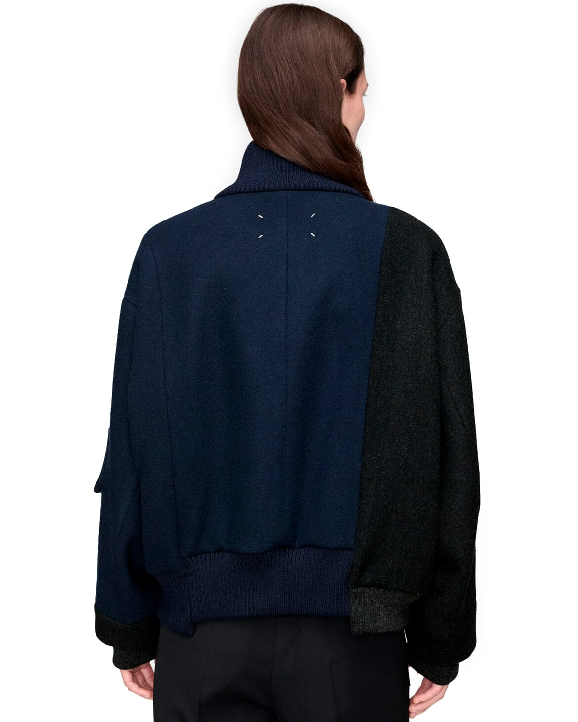 Re-Worked Spliced Bomber Jacket Dark Blue/Black Melange