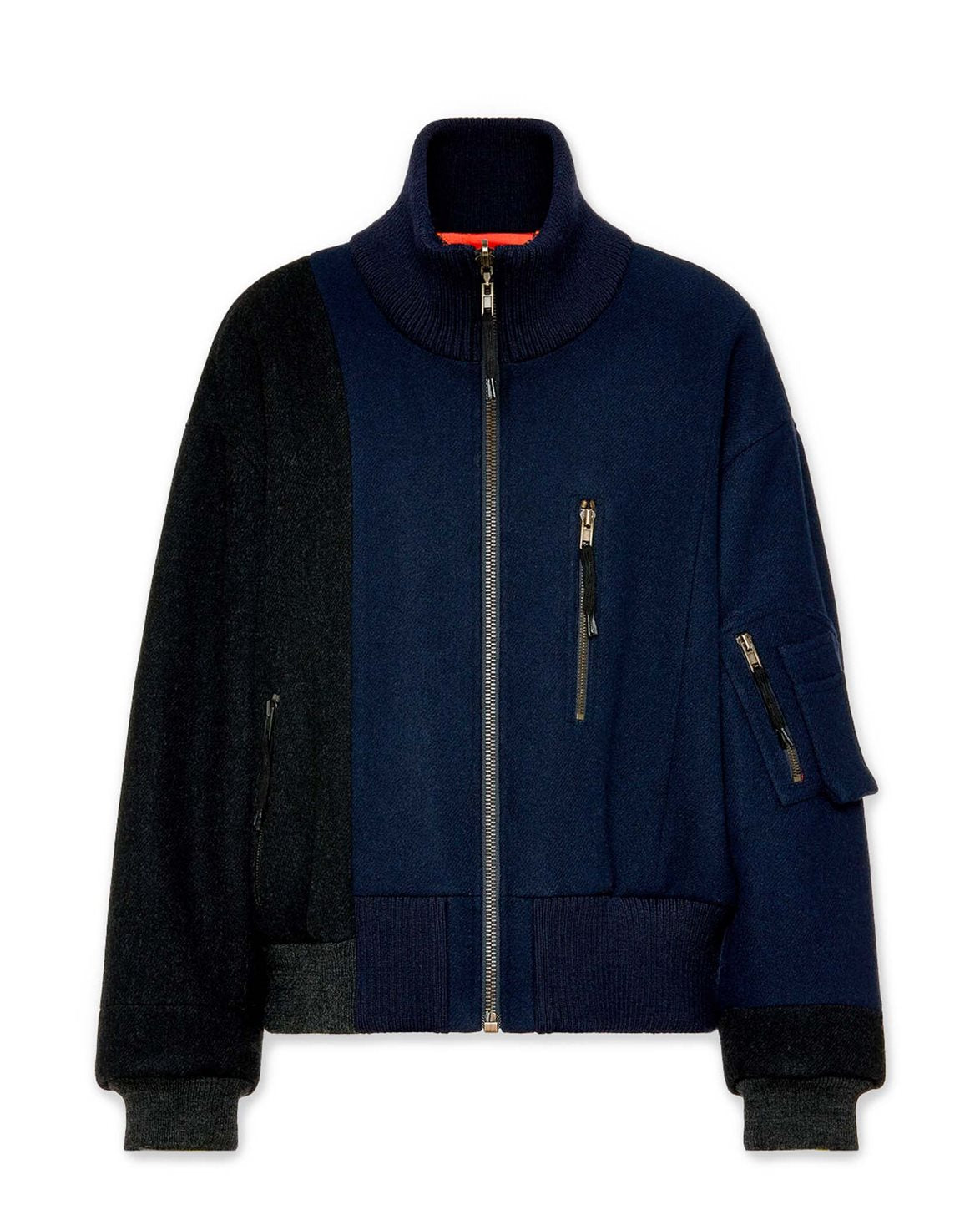 Re-Worked Spliced Bomber Jacket Dark Blue/Black Melange