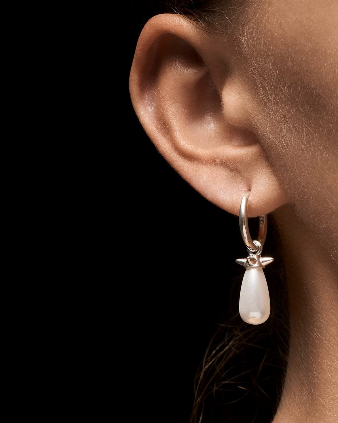 Pearl Tear Earring Silver