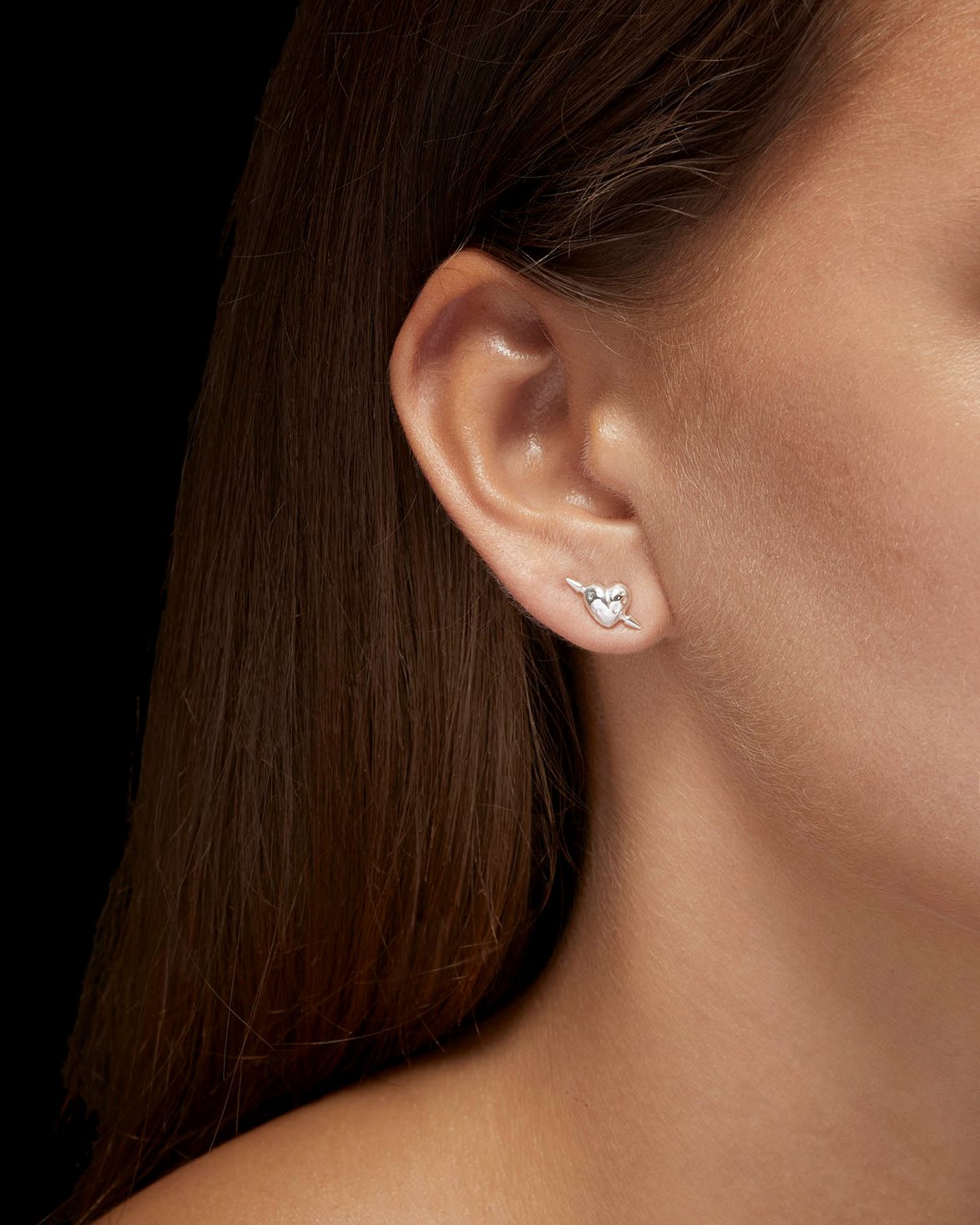 Tiny Tuvstarr's Heart Ear Stud Silver