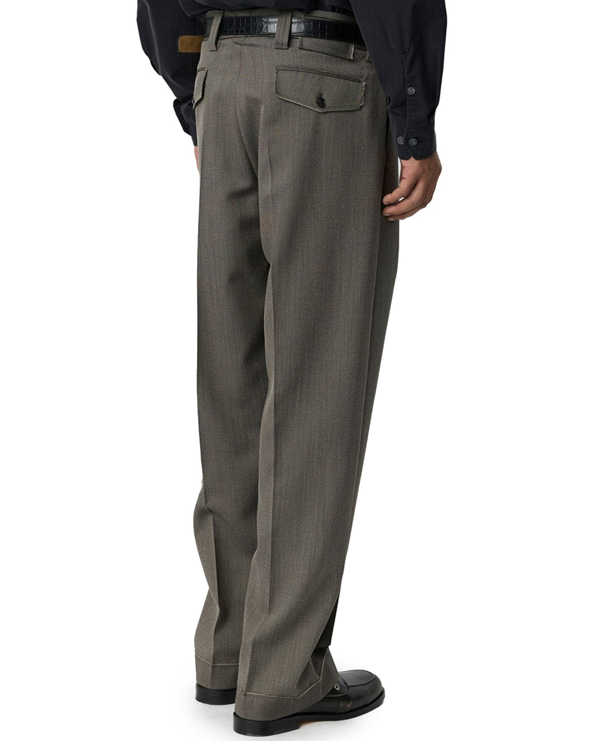 Patch Trousers Taupe Wool Twill
