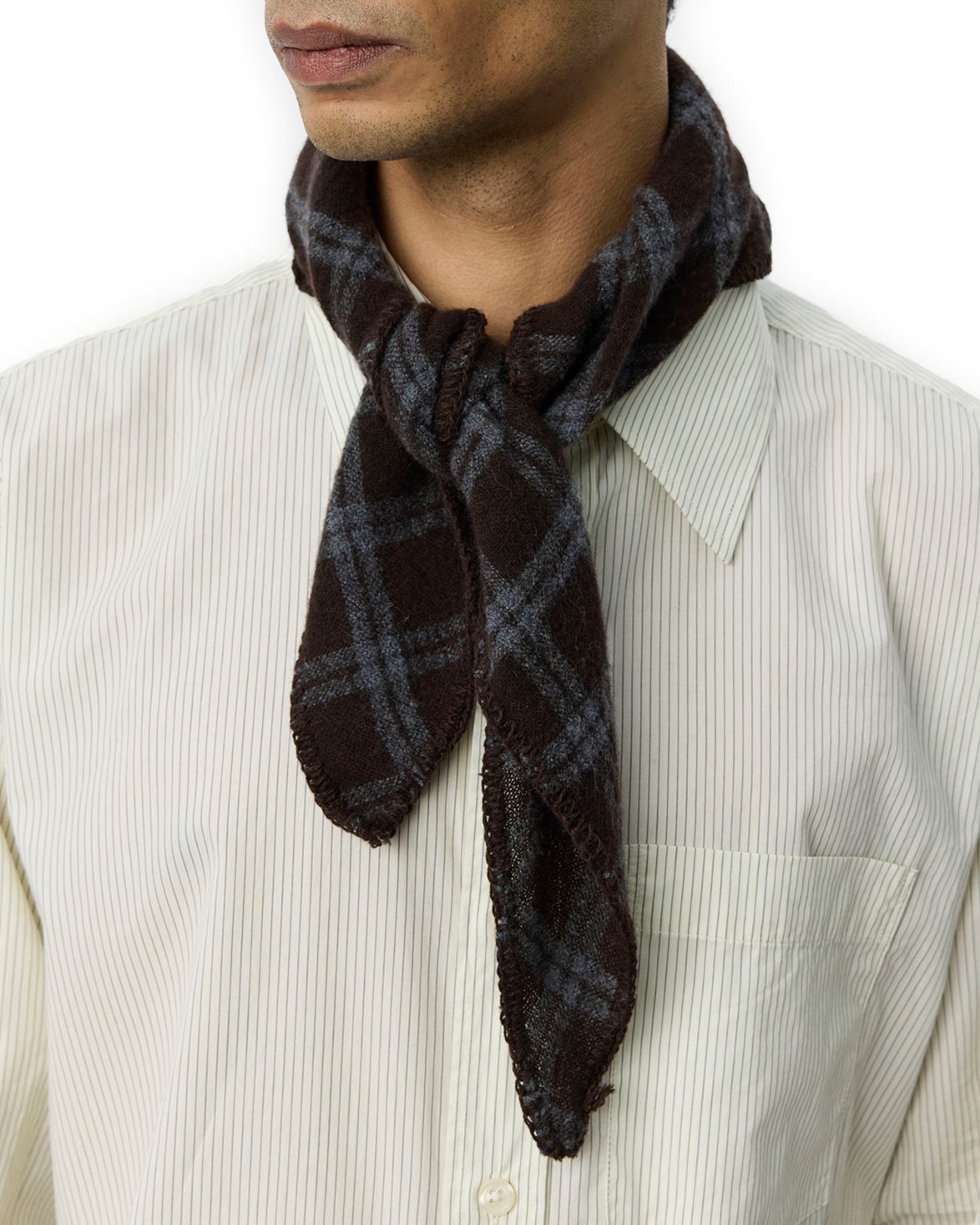 Triangle Scarf Brown Grey Check