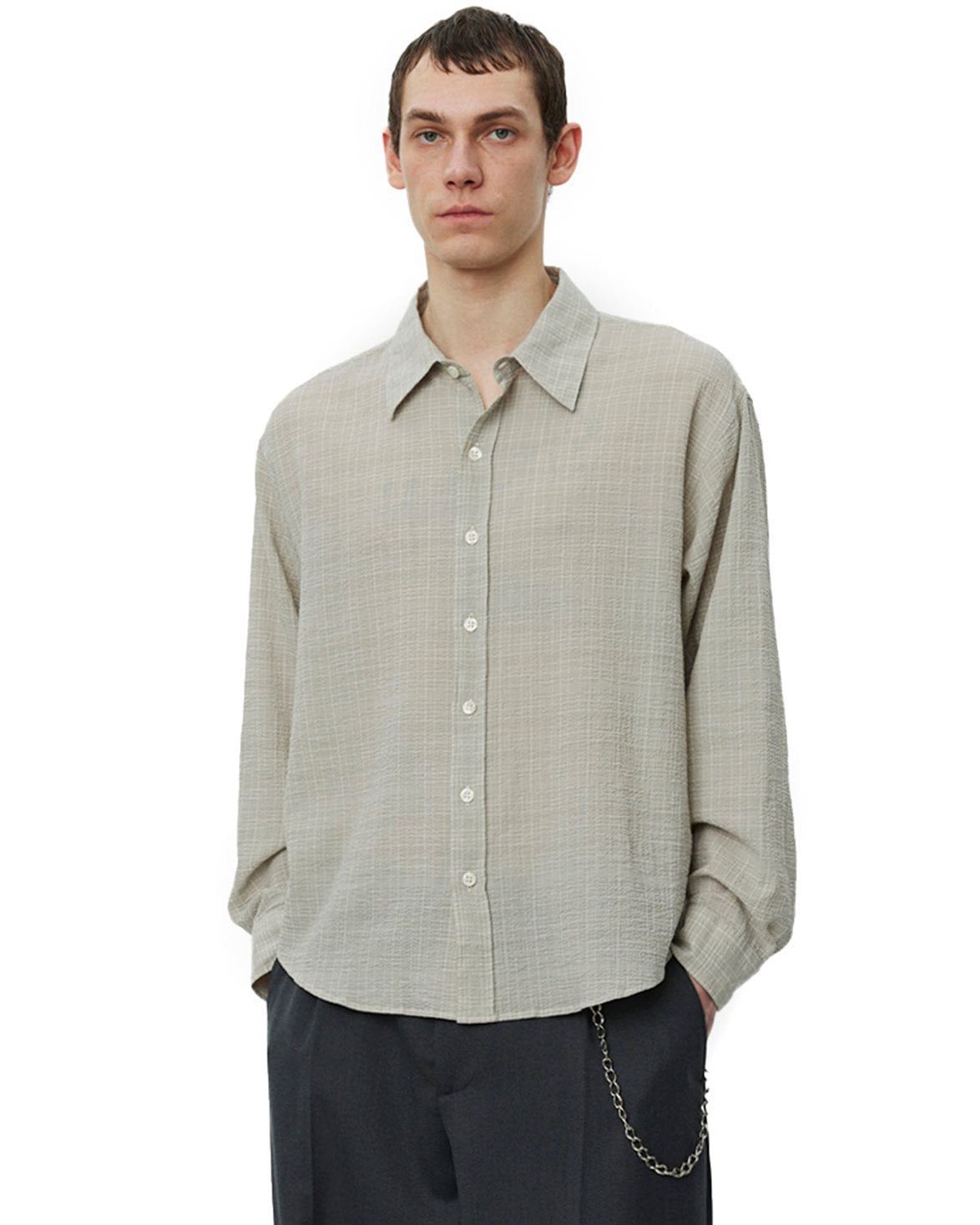 Vacation Shirt Chalk Seersucker Check
