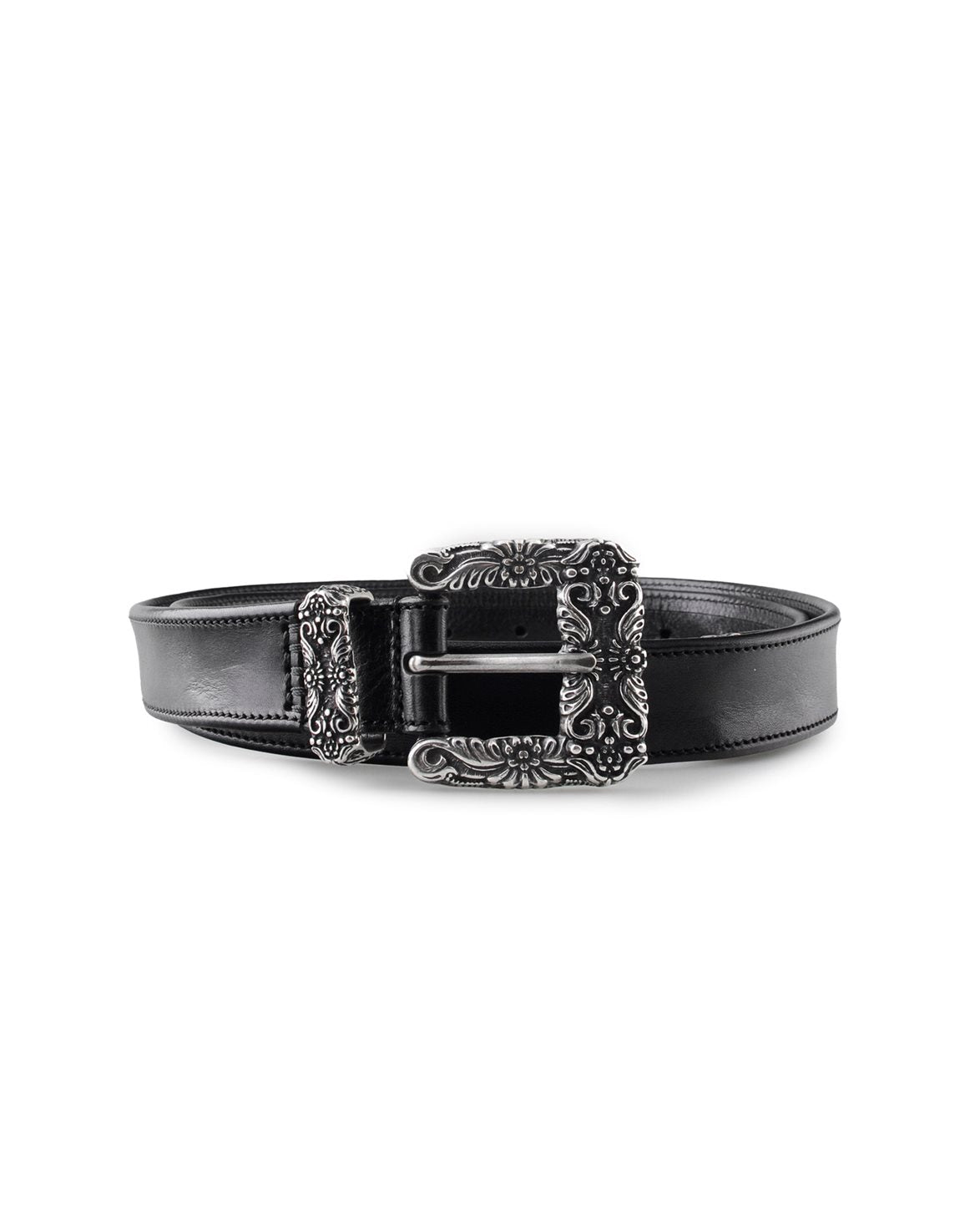 Flower Western Belt Black