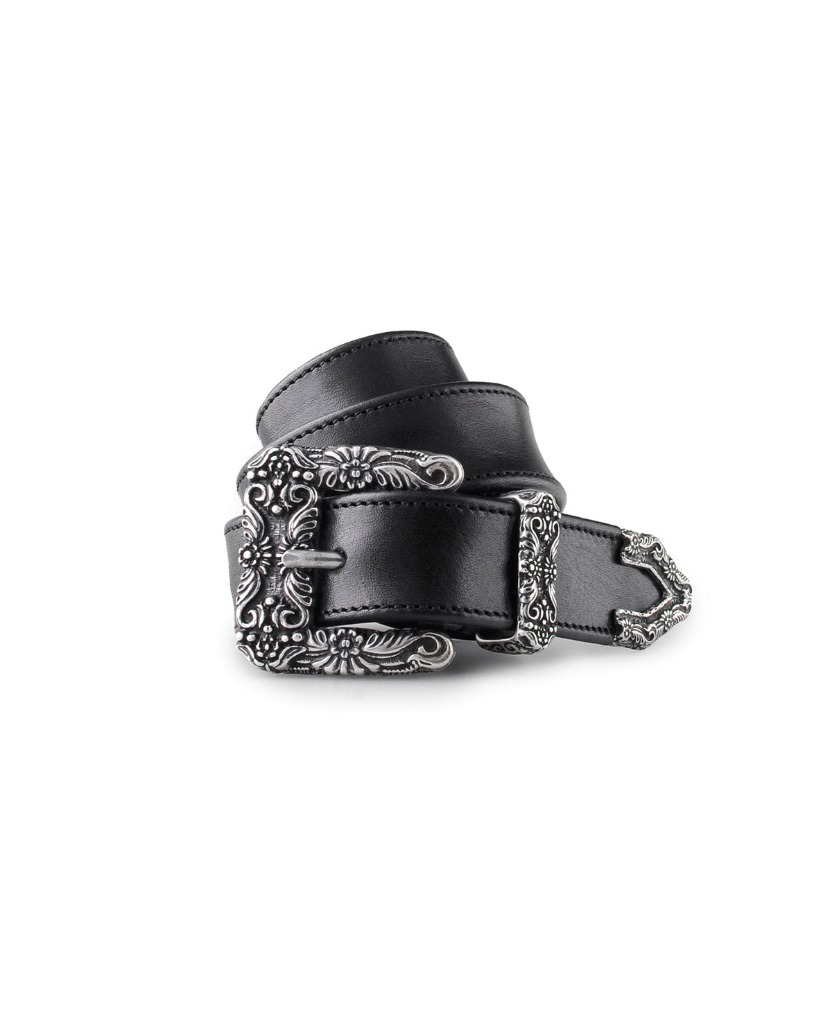 Flower Western Belt Black