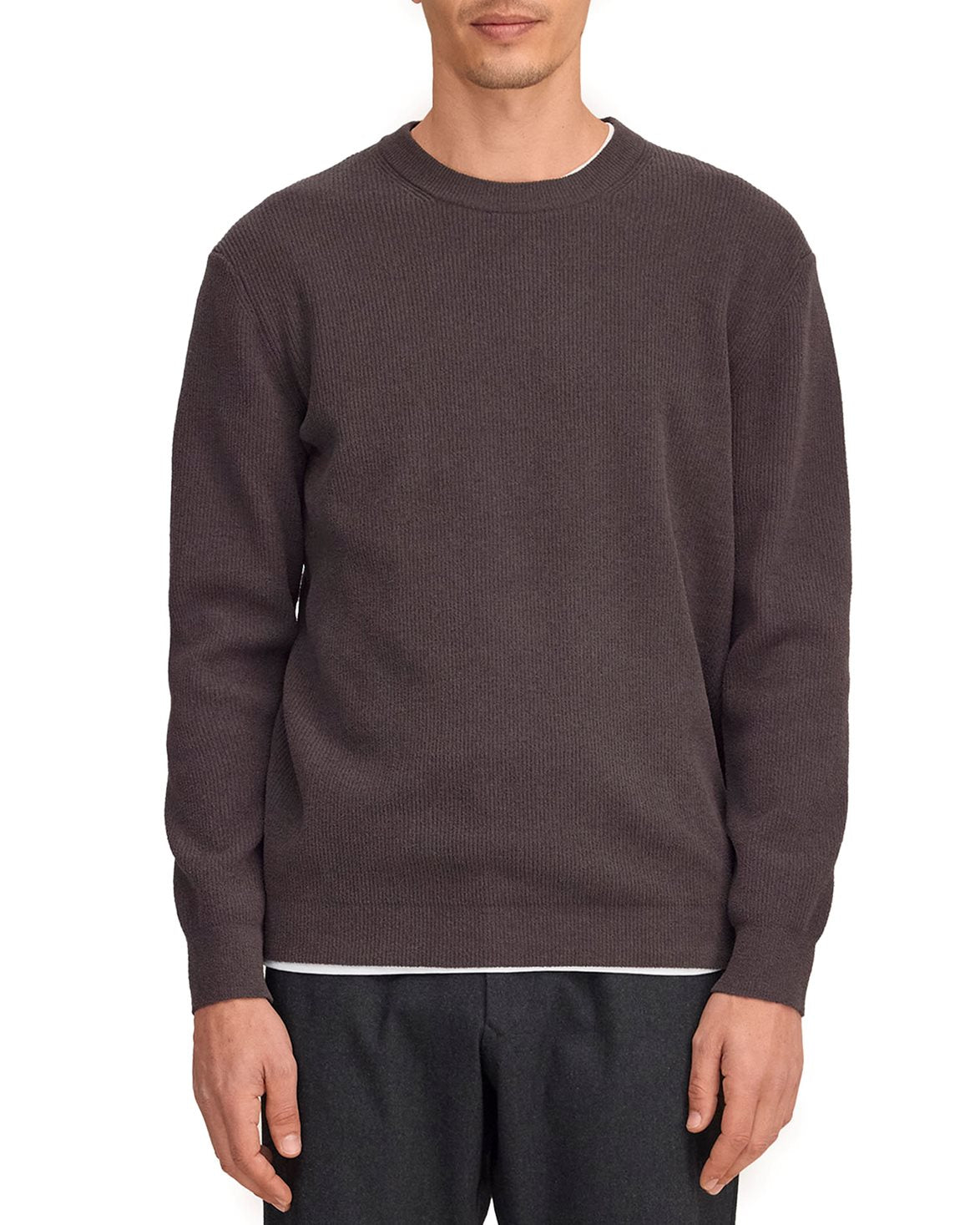 Danny Ribbed Crewneck Deep Truffle