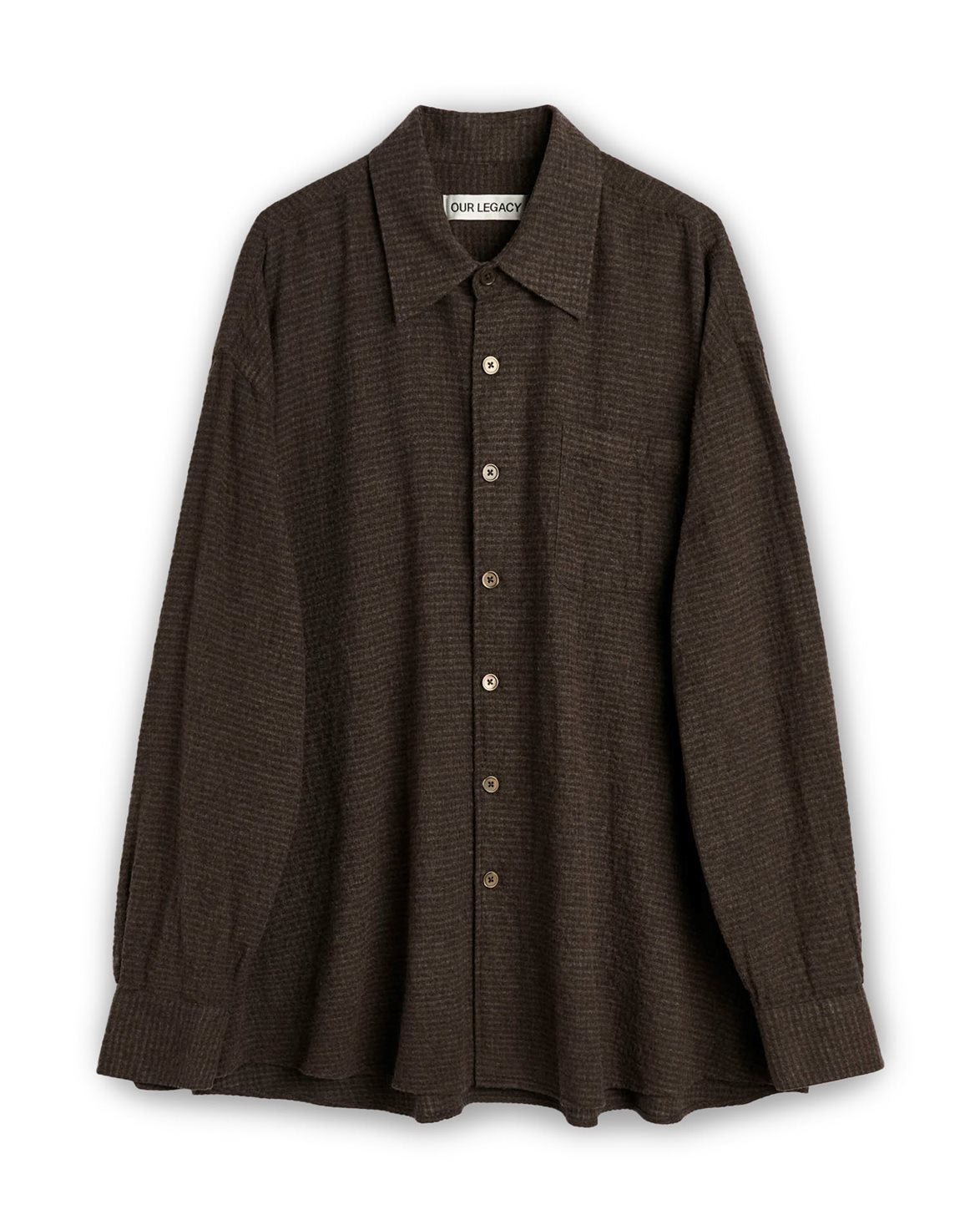 Borrowed Shirt Truffle Check Grid Cloth
