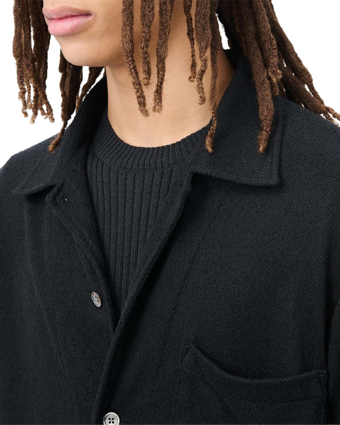 Box Shirt Shortsleeve Black Boucle