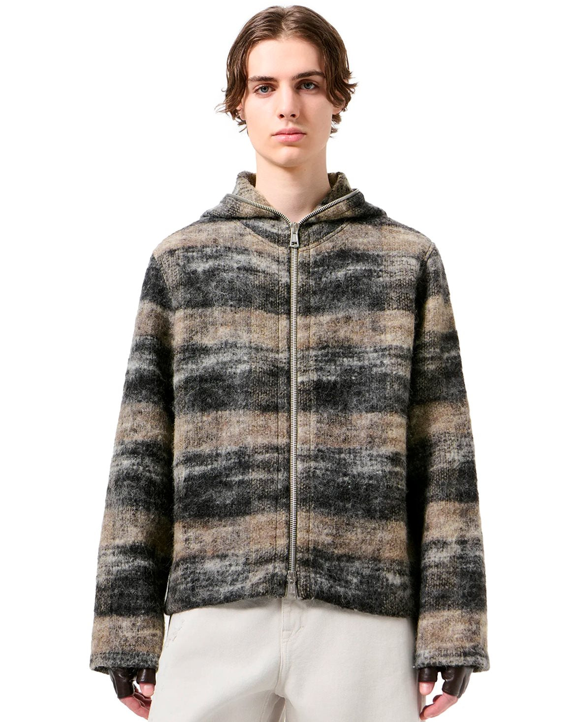 Full Zip Hood Night Woods Check Lofty Wool
