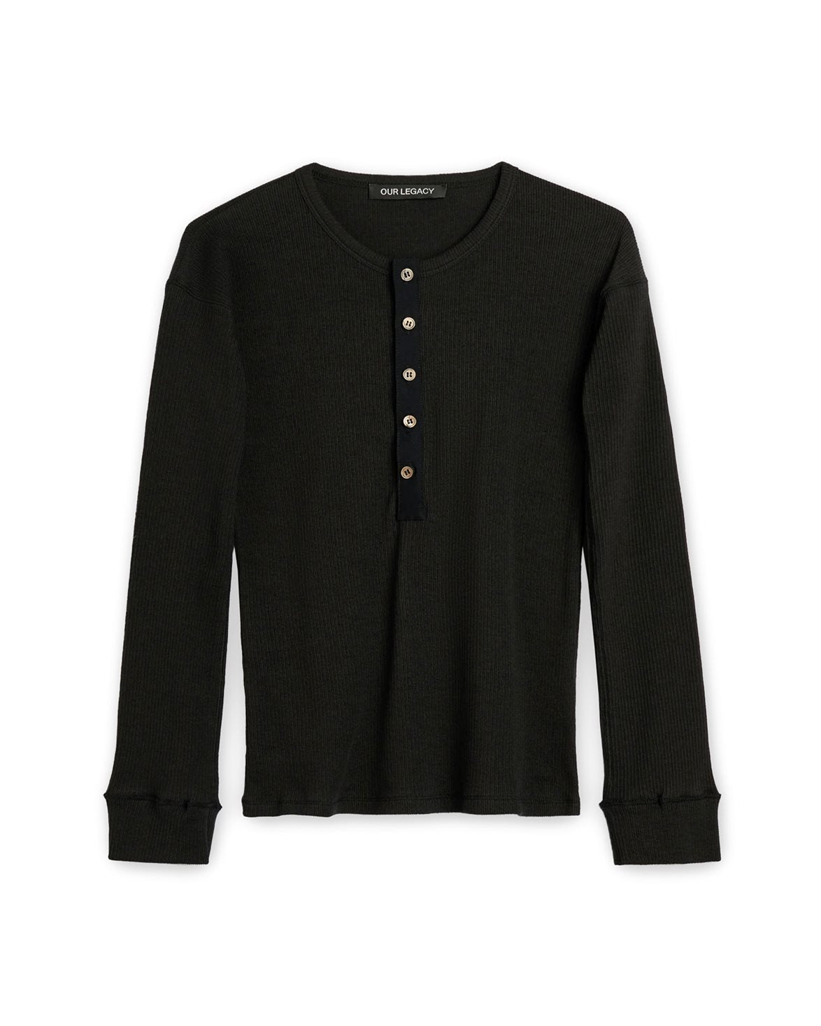 Gentle Henley Longsleeve Charred Shade Ripple Rib