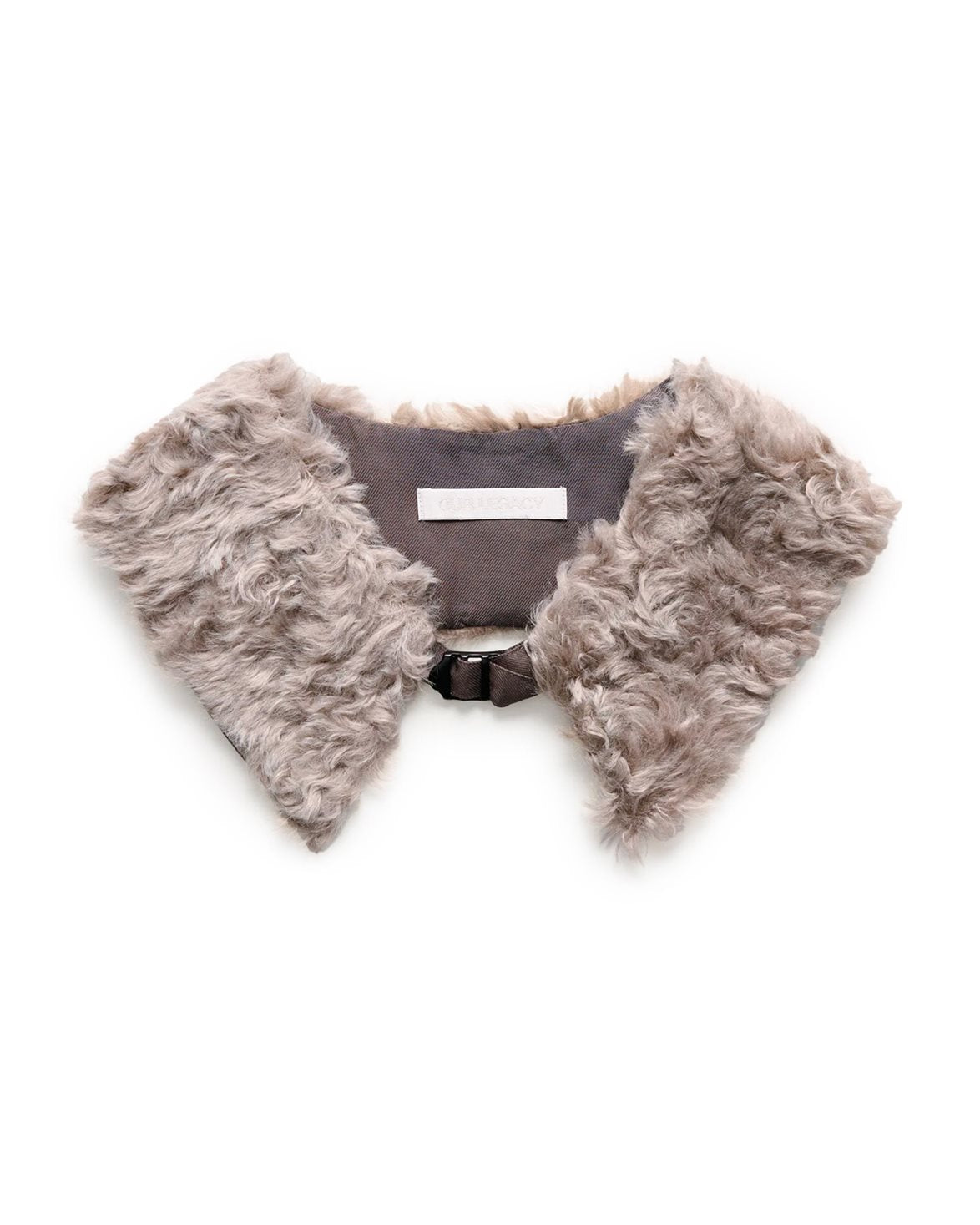 Jagged Collar Fuzzy Fur Grey