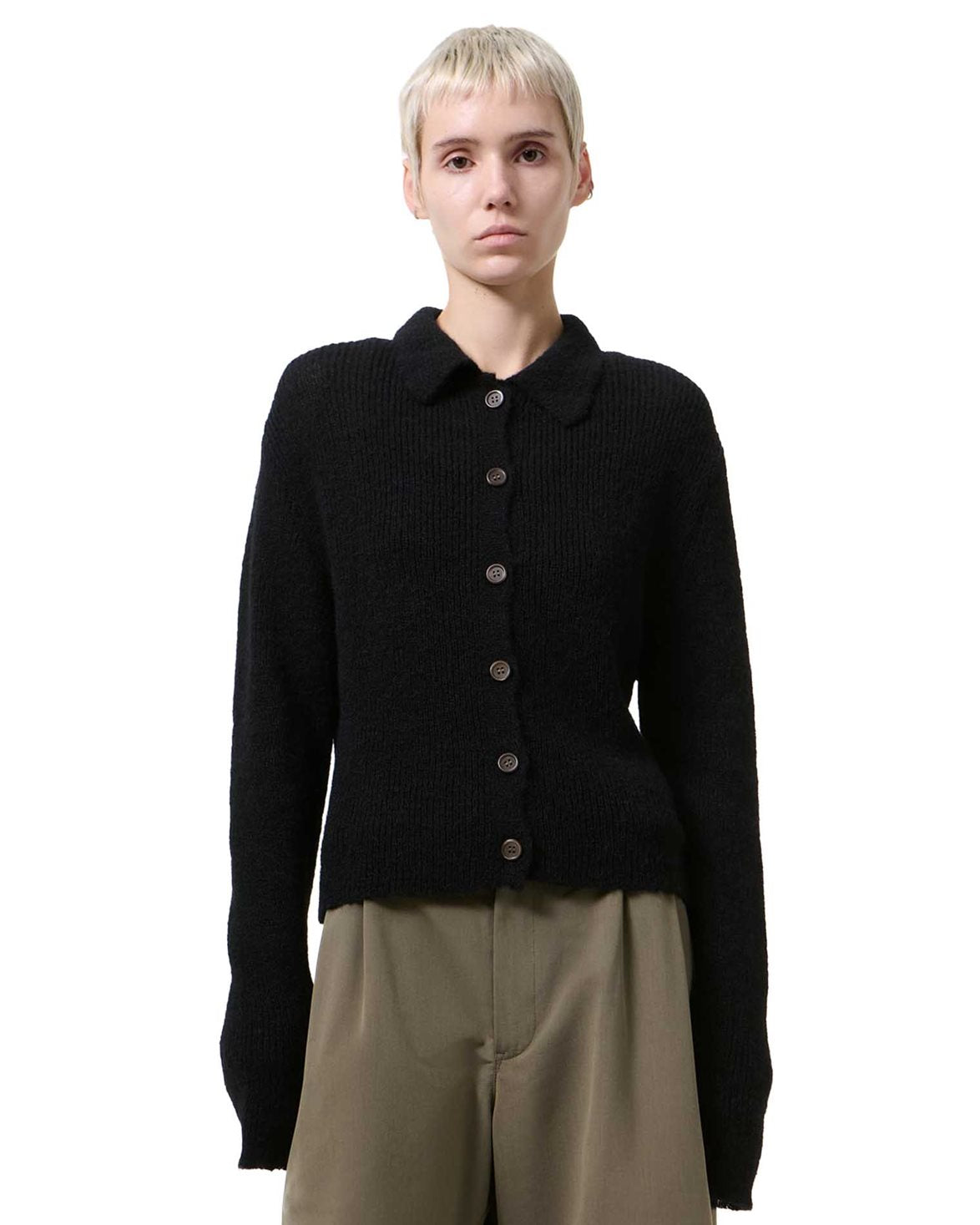 Mazzy Polo Black Fuzzy Alpaca