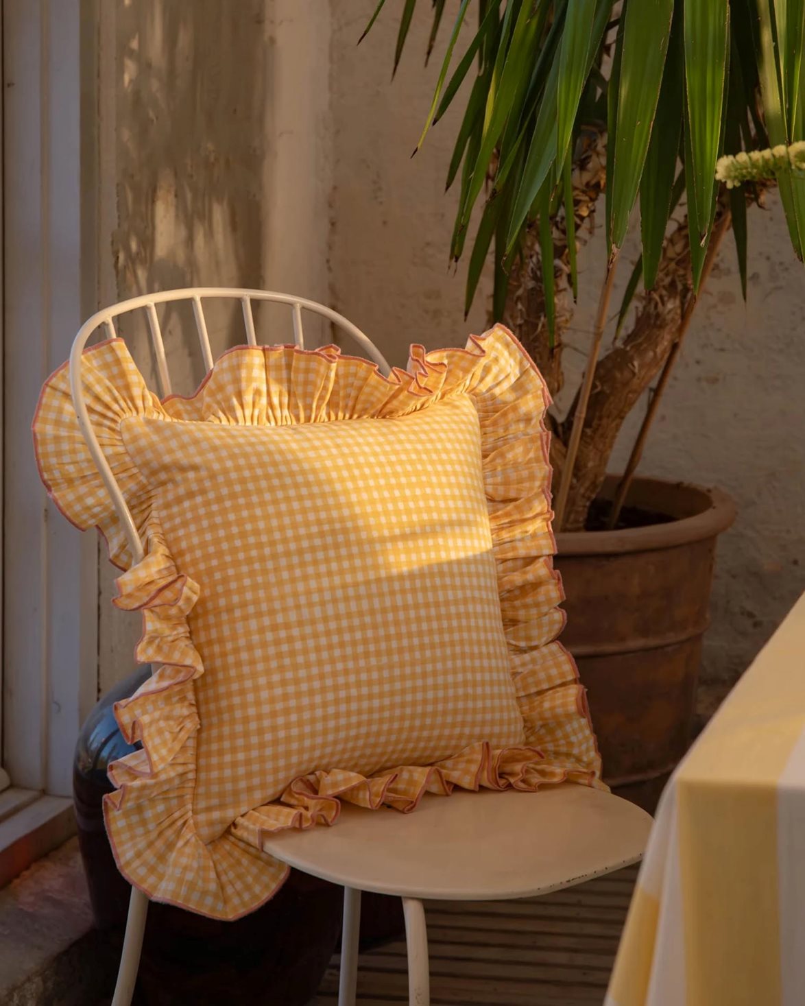Vichy Cushion Cover 40X40 Light Yellow
