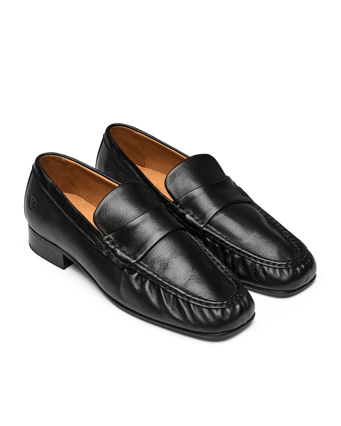 Chantal Crinkled Loafers Black Leather