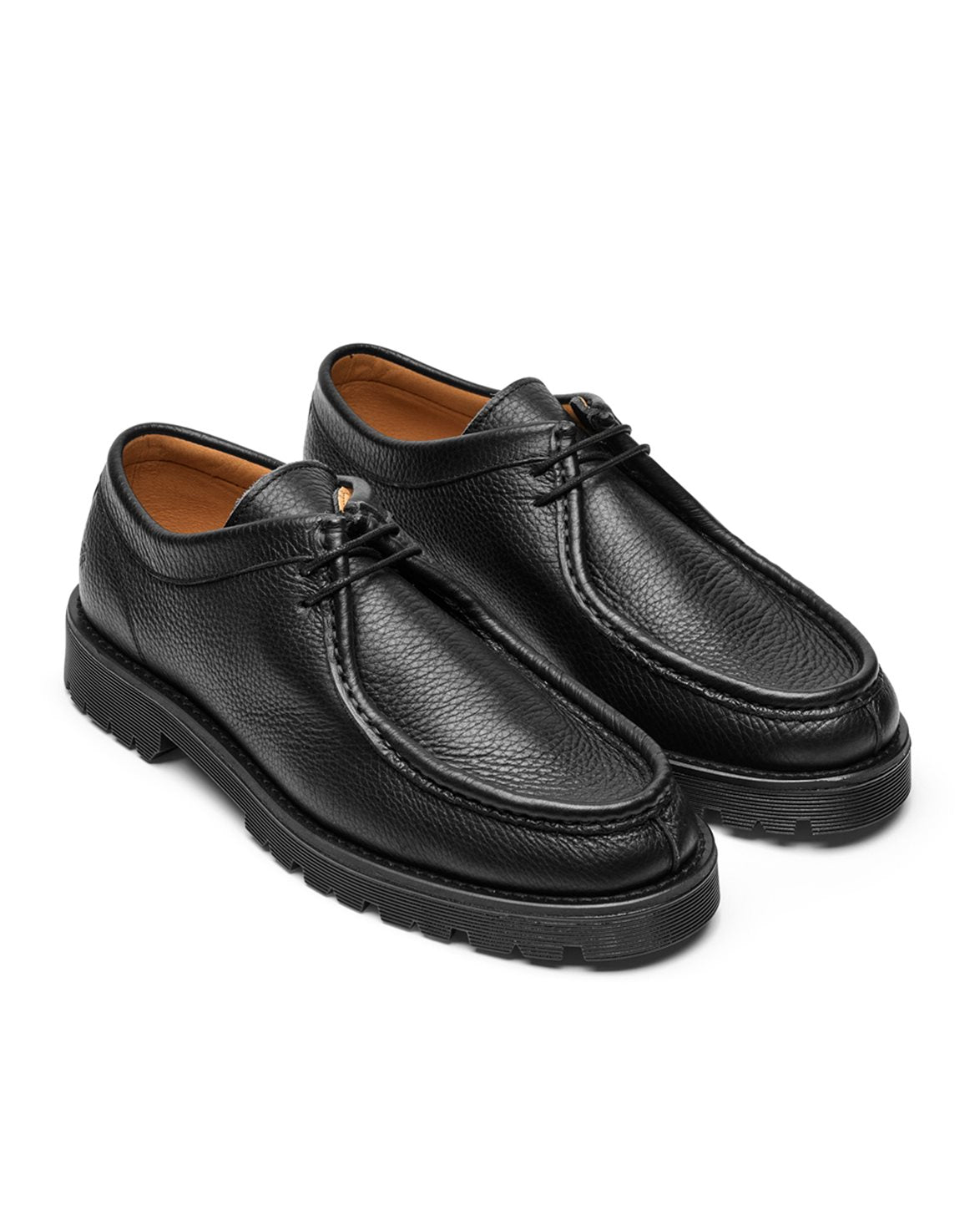 Malo Moc Shoes Black Tumbled Leather