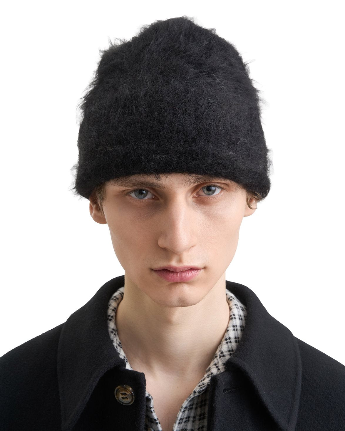 Fuzzy Beanie Black Alpaca