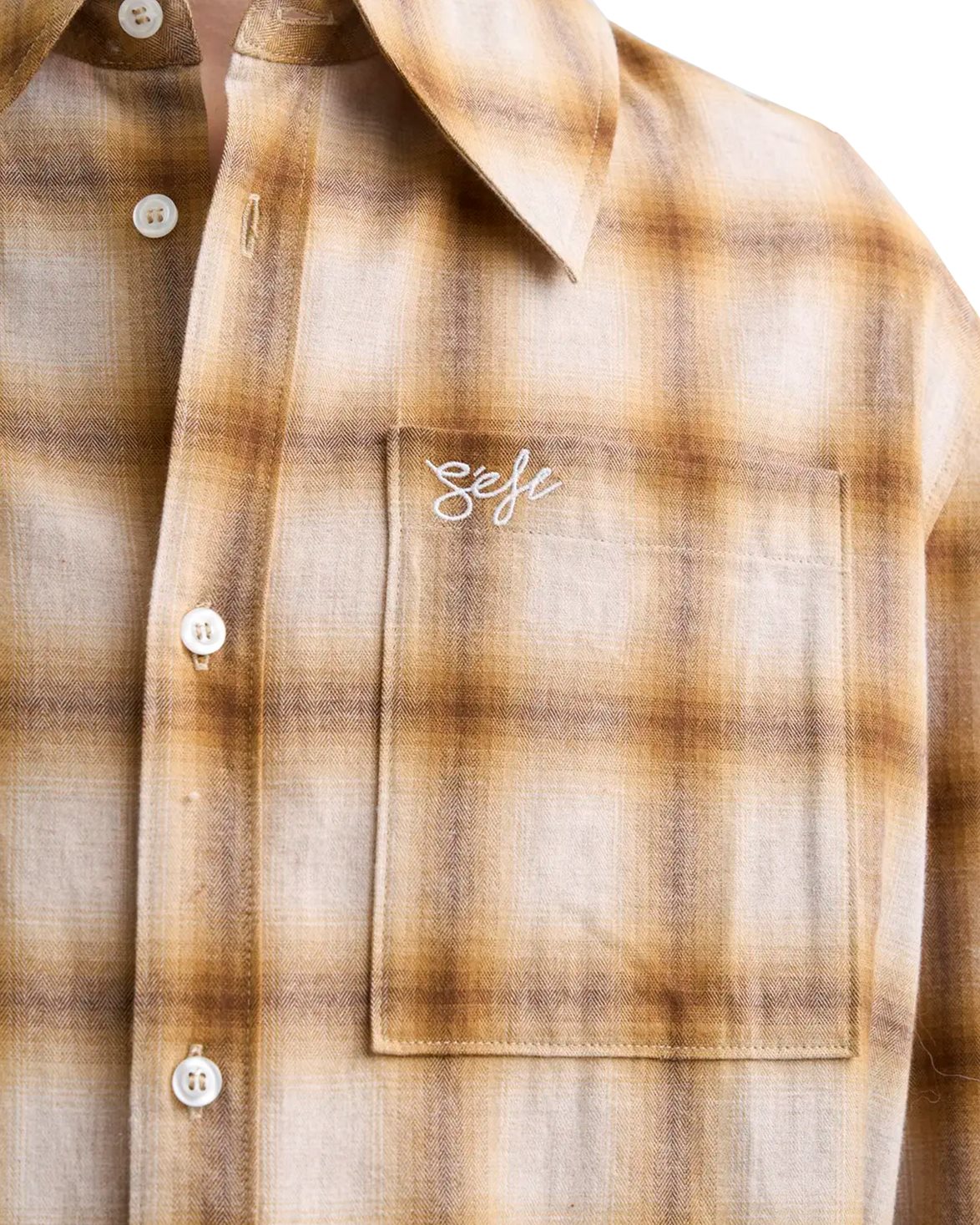 Relaxed Flannel Shirt Beige/Brown Check