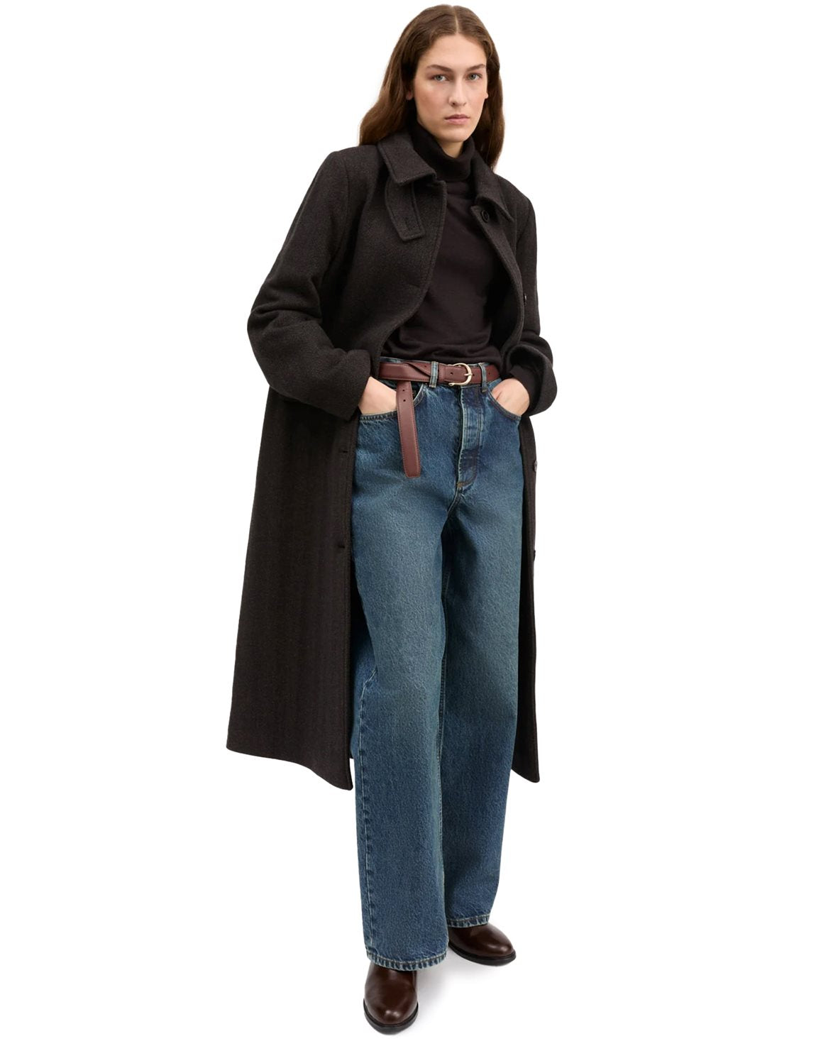 Ernest Coat Brown Herringbone