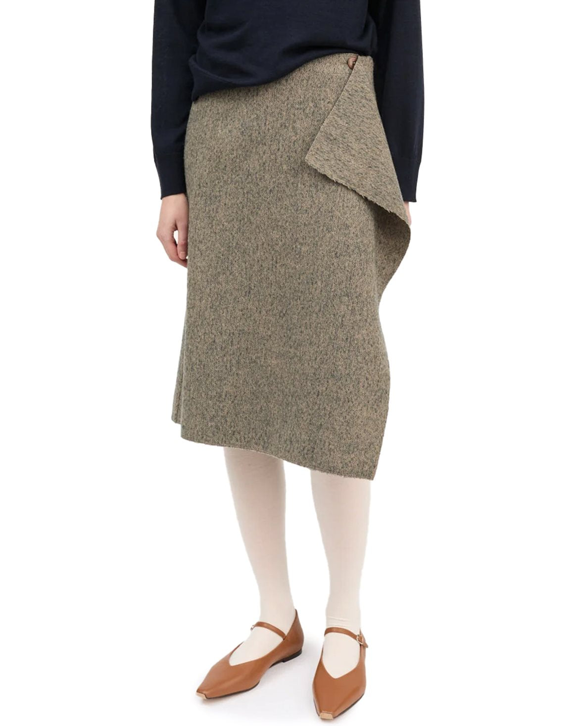 Margaret Skirt Brown/Grey Herringbone