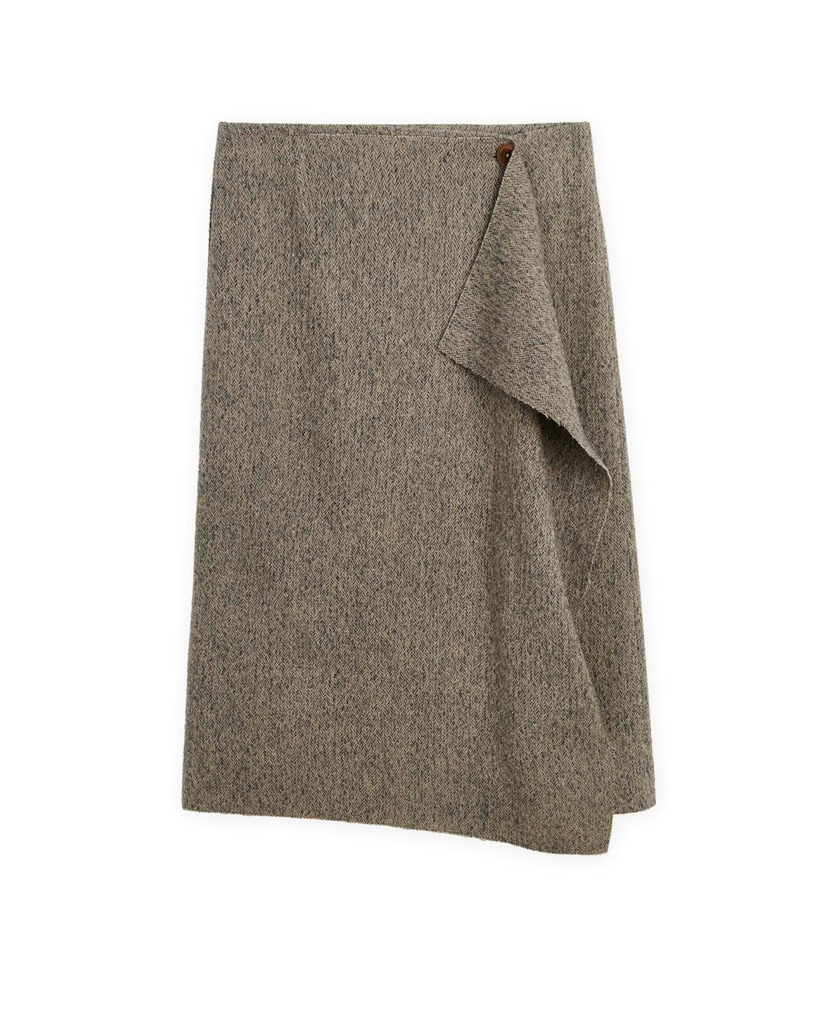 Margaret Skirt Brown/Grey Herringbone