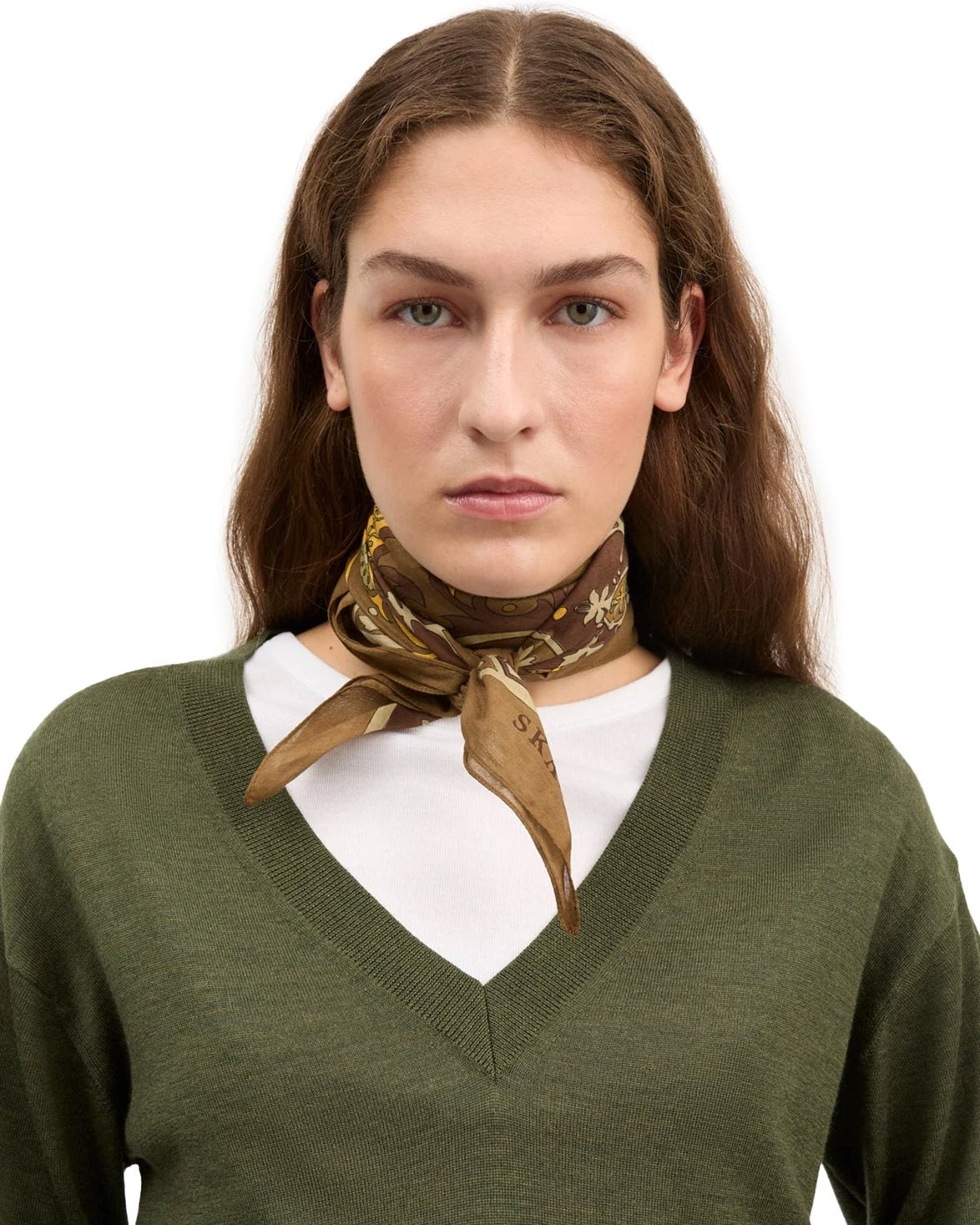 Pippa Scarf Khaki Paisley Print