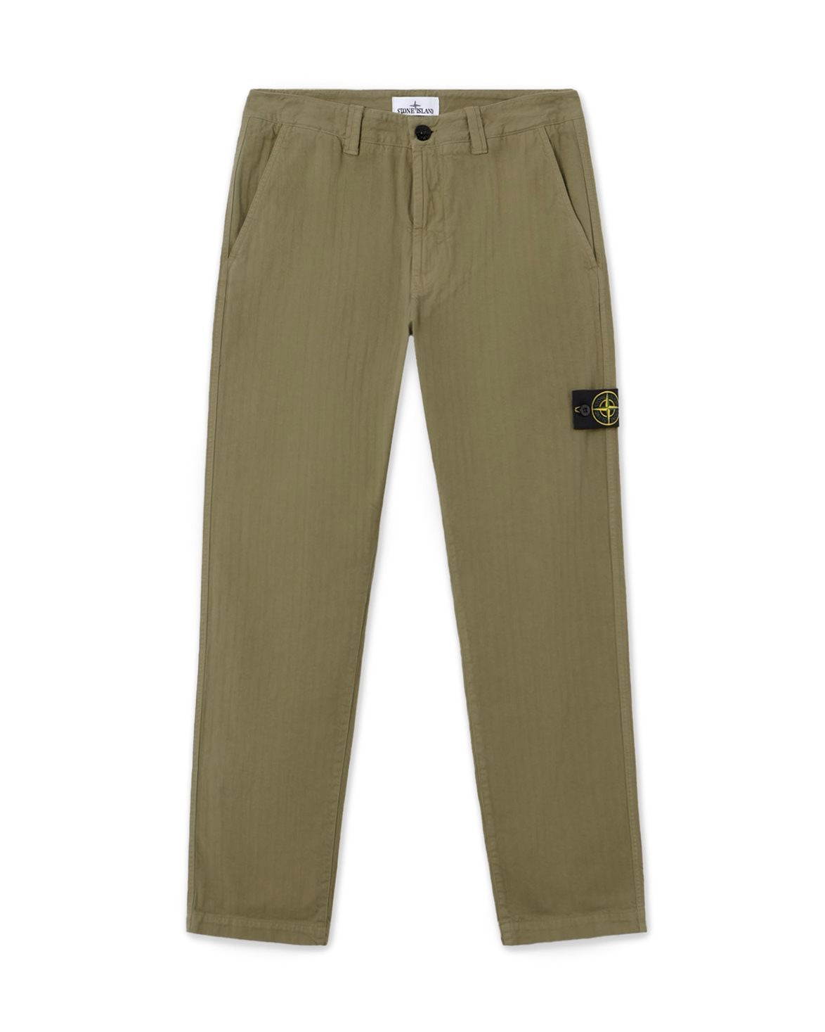 3100052 Cotton Herringbone Chino Trousers Military Green